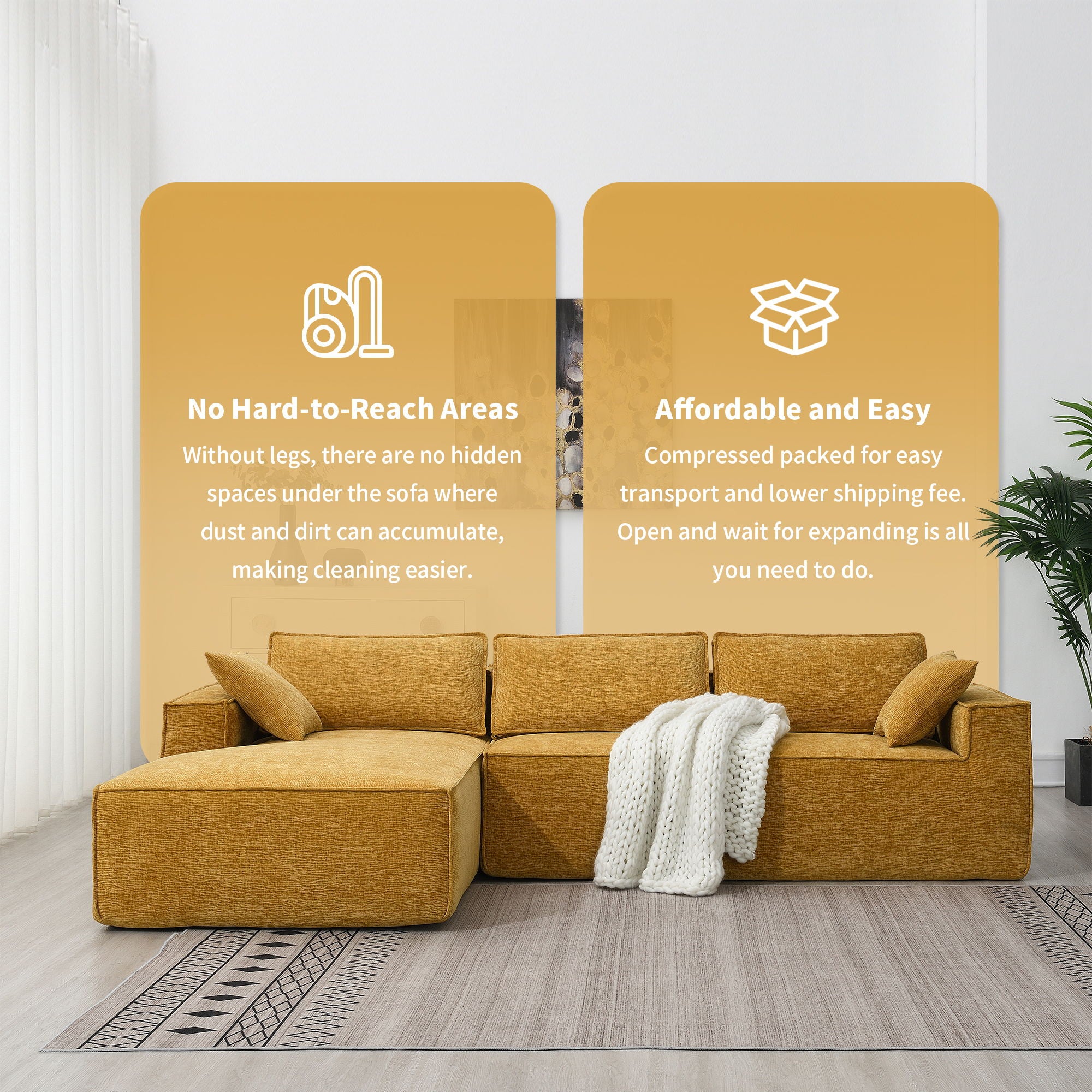 Free Combination Minimalist Style Modular Sectional, Wrinkle Resistant Couch Set L Shaped Compressed Sofa For Living Room
