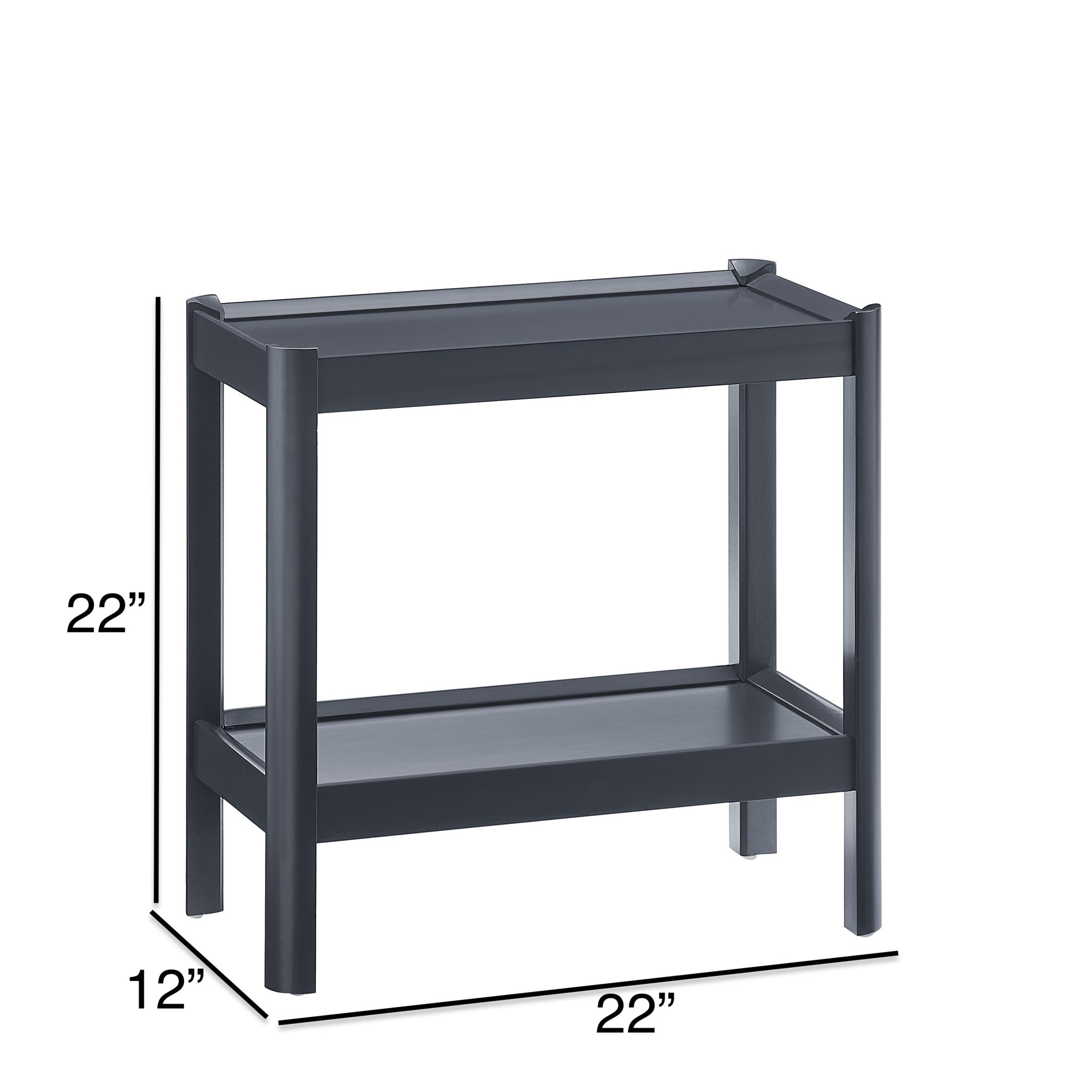 Yonda - Nightstand With 2 Shelves, Poplar And Construction, Design For Bedroom Storage - Black