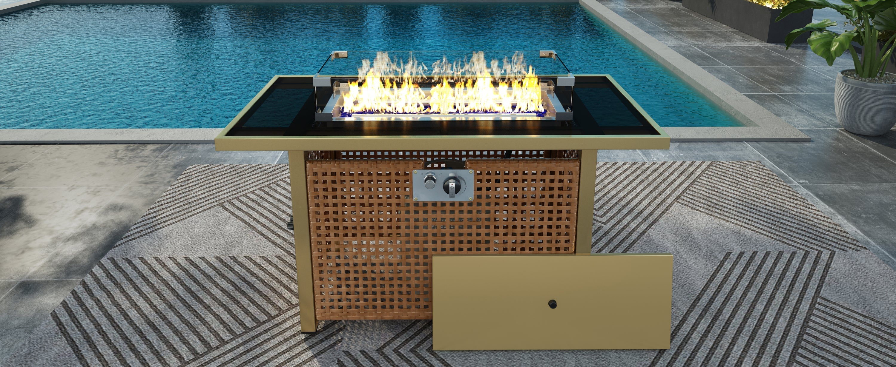 K&K 43' Propane Gas Fire Pit Table