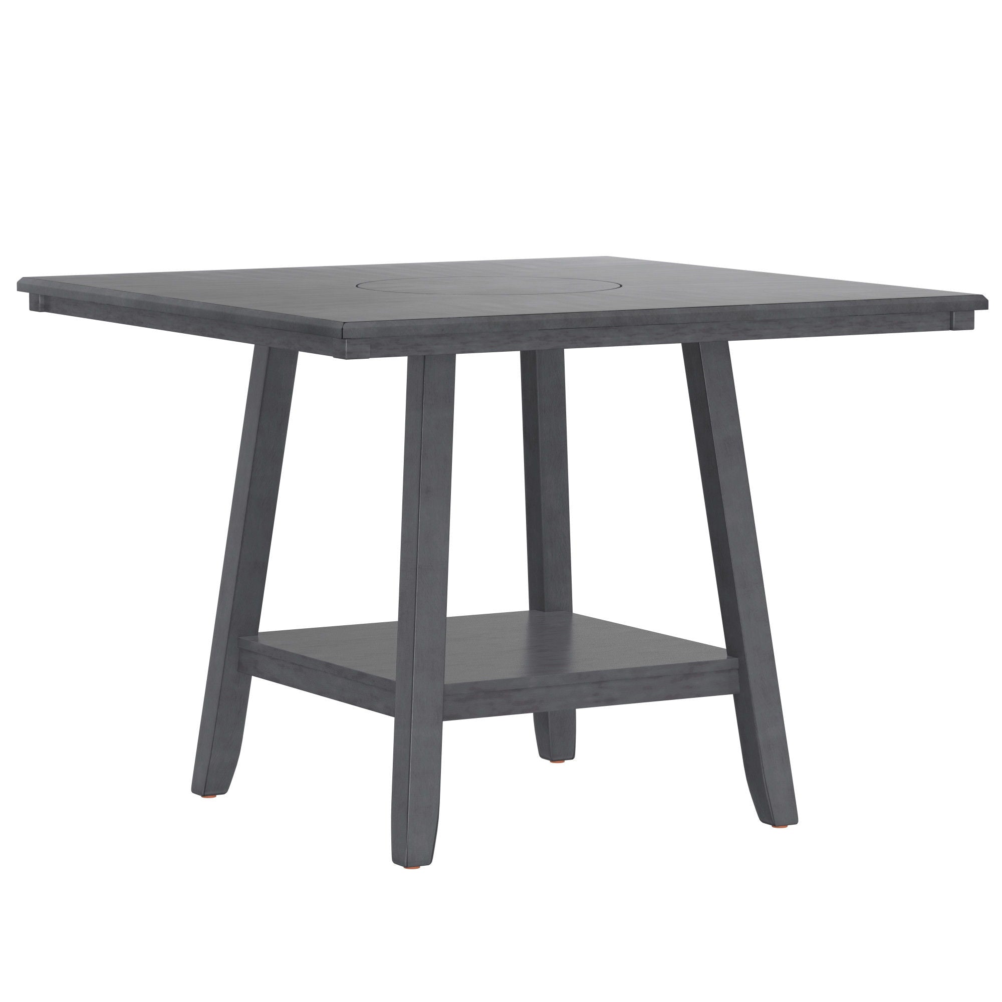 Counter Height Dining Table With Tapered Base And Lazy Susan - Gray