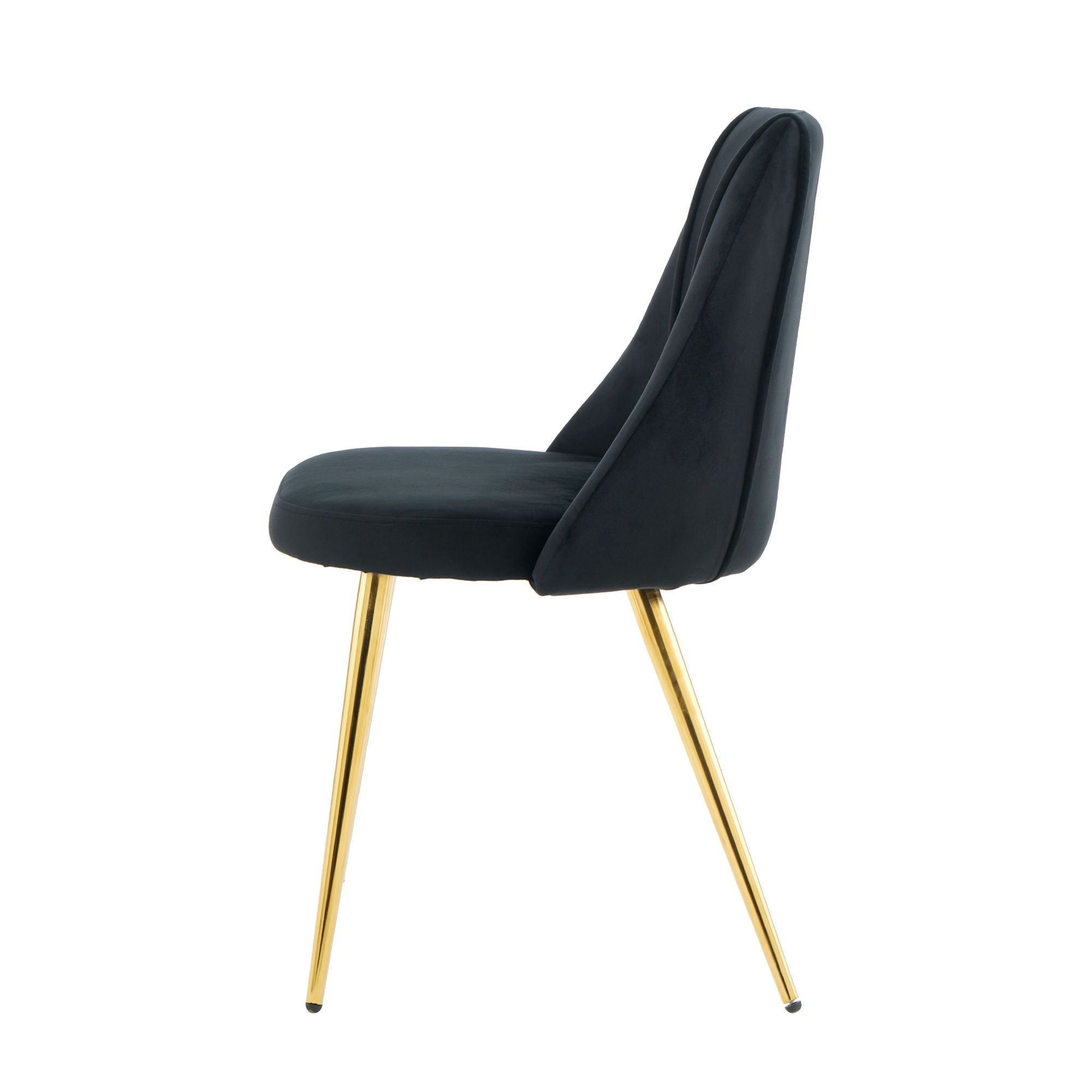 Modern Simple Velvet Dining Chair Set With Gold Metal Legs (Set of 4) - Black