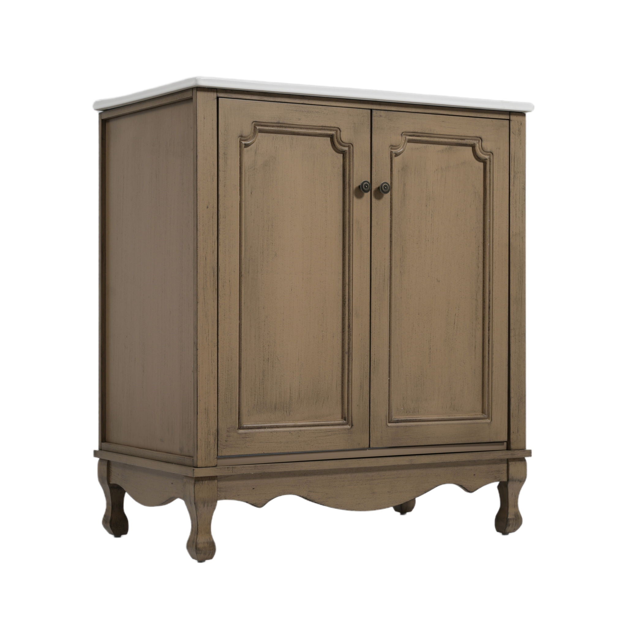 Vintage Bathroom Vanity With Ceramic Sink, Adjustable Shelves