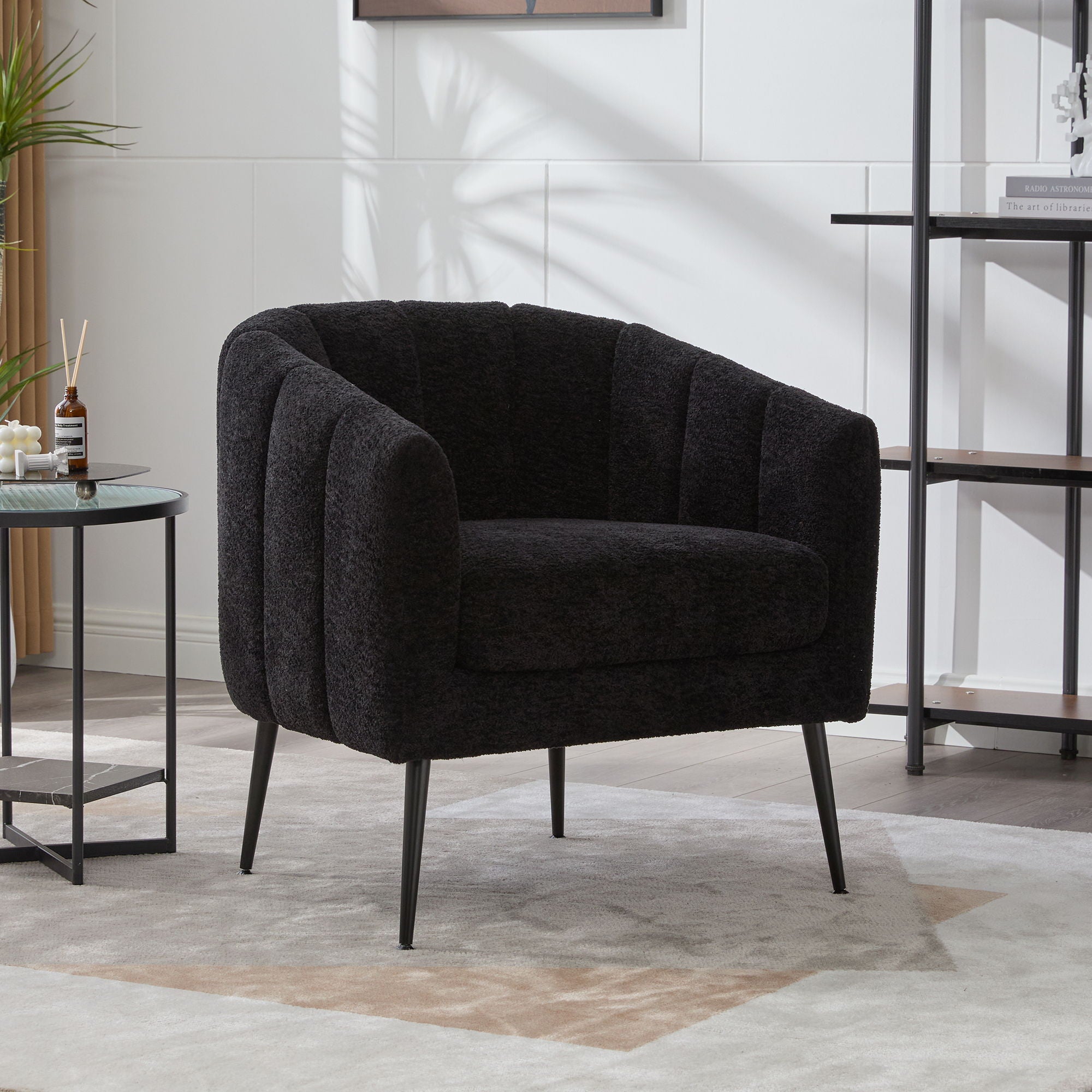 3 Piece Living Room Furniture Set Sofa & Armchairs - Black