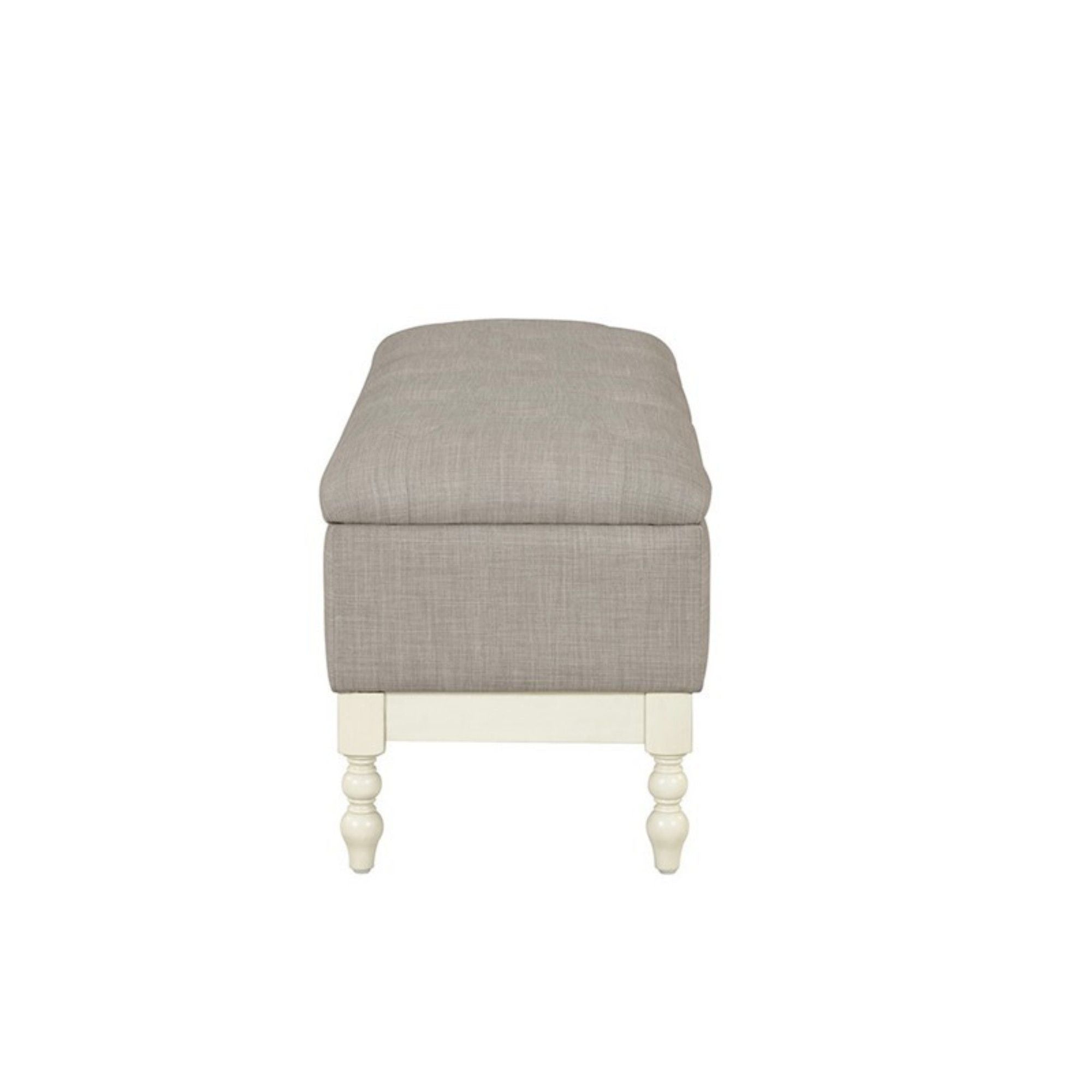Tufted Storage Bench With Soft Close Lid - Light Gray / Cream