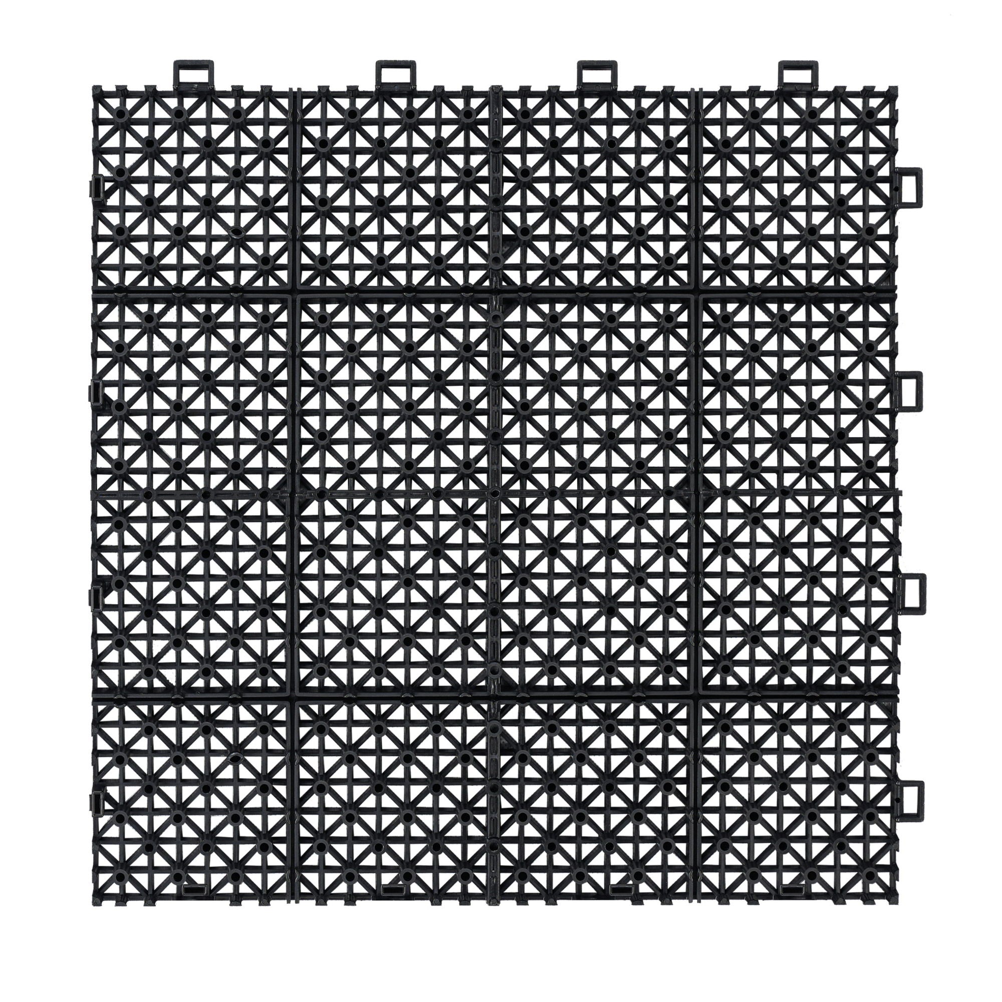 Interlocking Deck Tiles Plastic Waterproof Outdoor All Weather Anti-Slip Bathroom Shower Balcony Porch Strong Weight Capacity Upto 6613 Lbs, Rosette Pattern