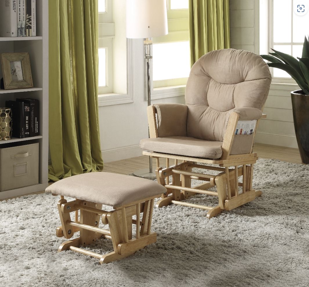 Rehan - Microfiber Glider Chair With Ottoman - Taupe - Best Buy Furniture