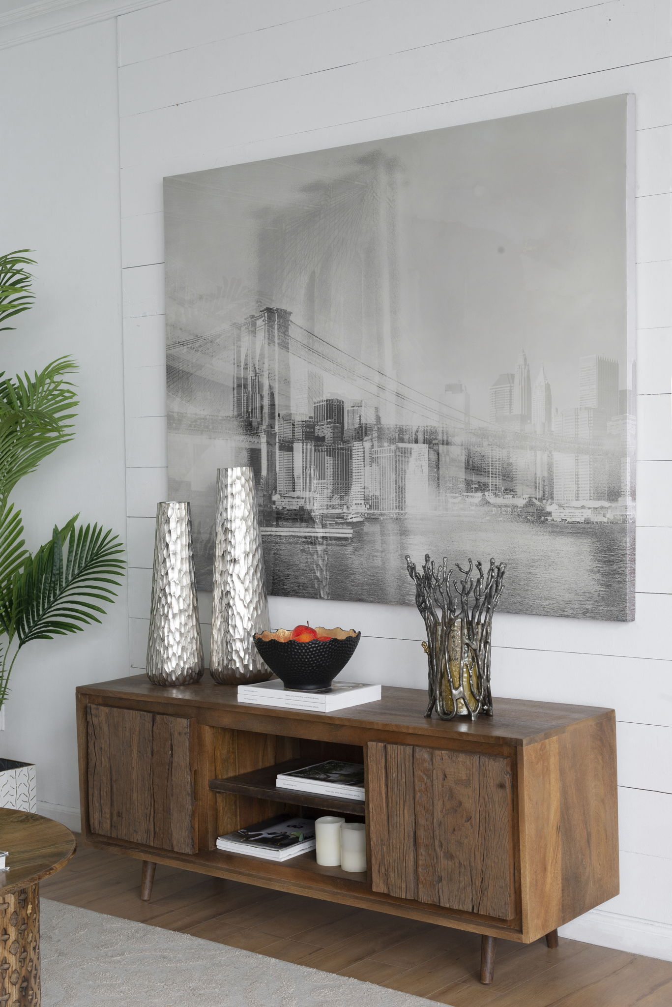 TV Cabinet With Recycle Wood 2 Door - Brown - Best Buy Furniture