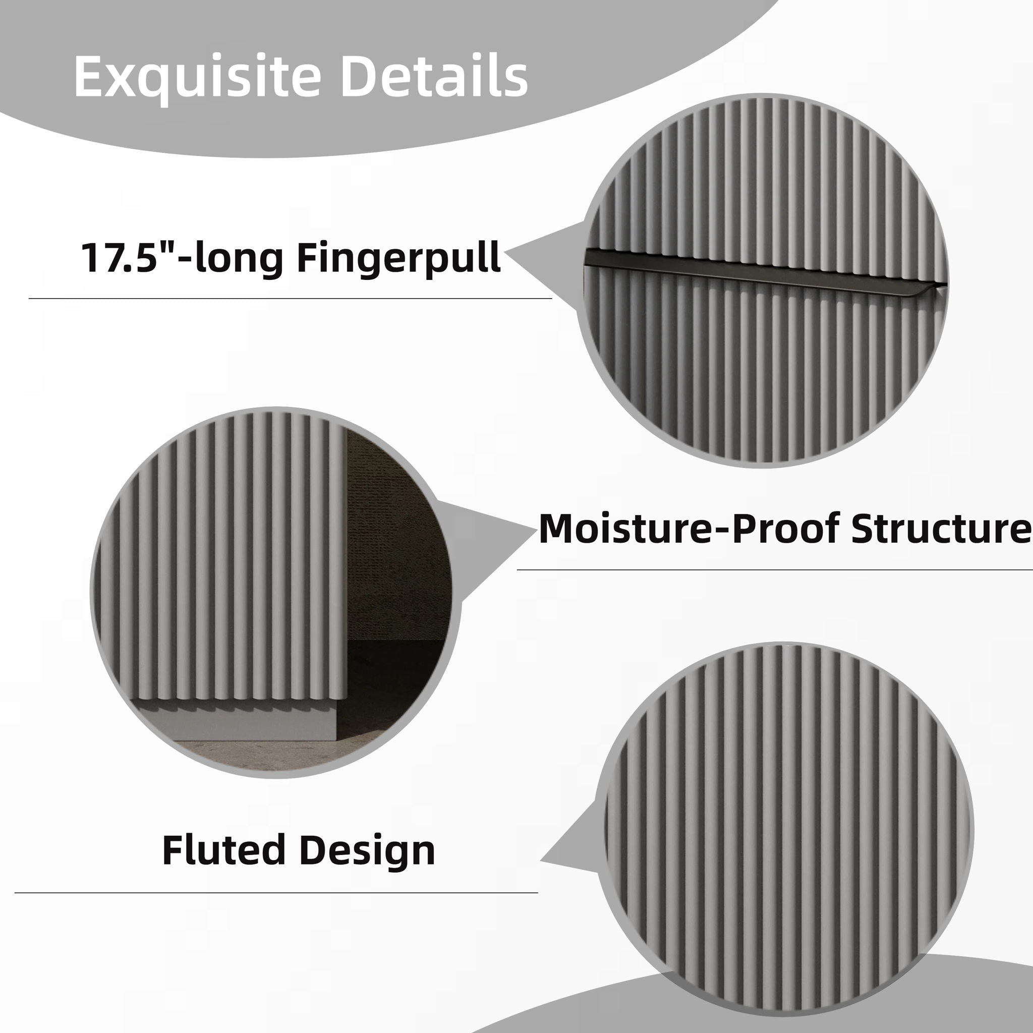 Fluted Bathroom Vanity With Ceramic Sink, Freestanding Cabinet