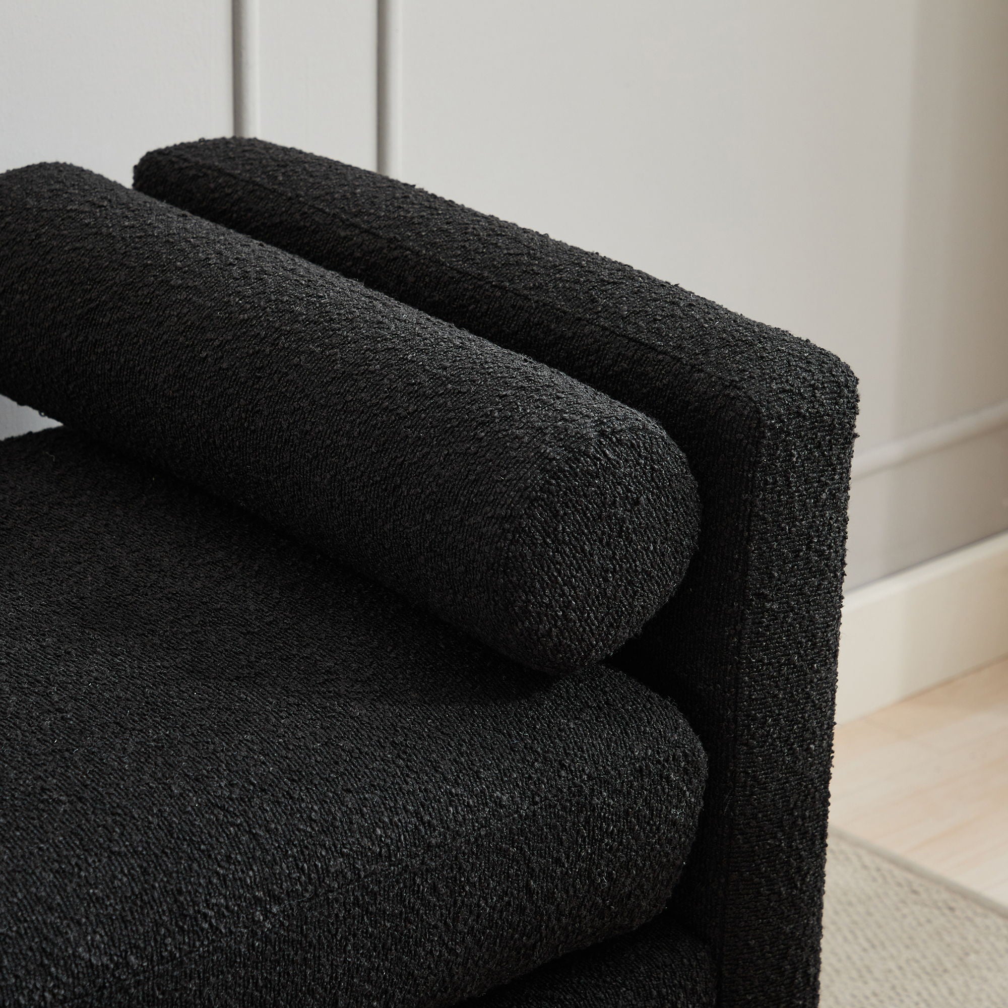 Elegant Upholstered Bench Daybed Ottoman With Bolster Pillows
