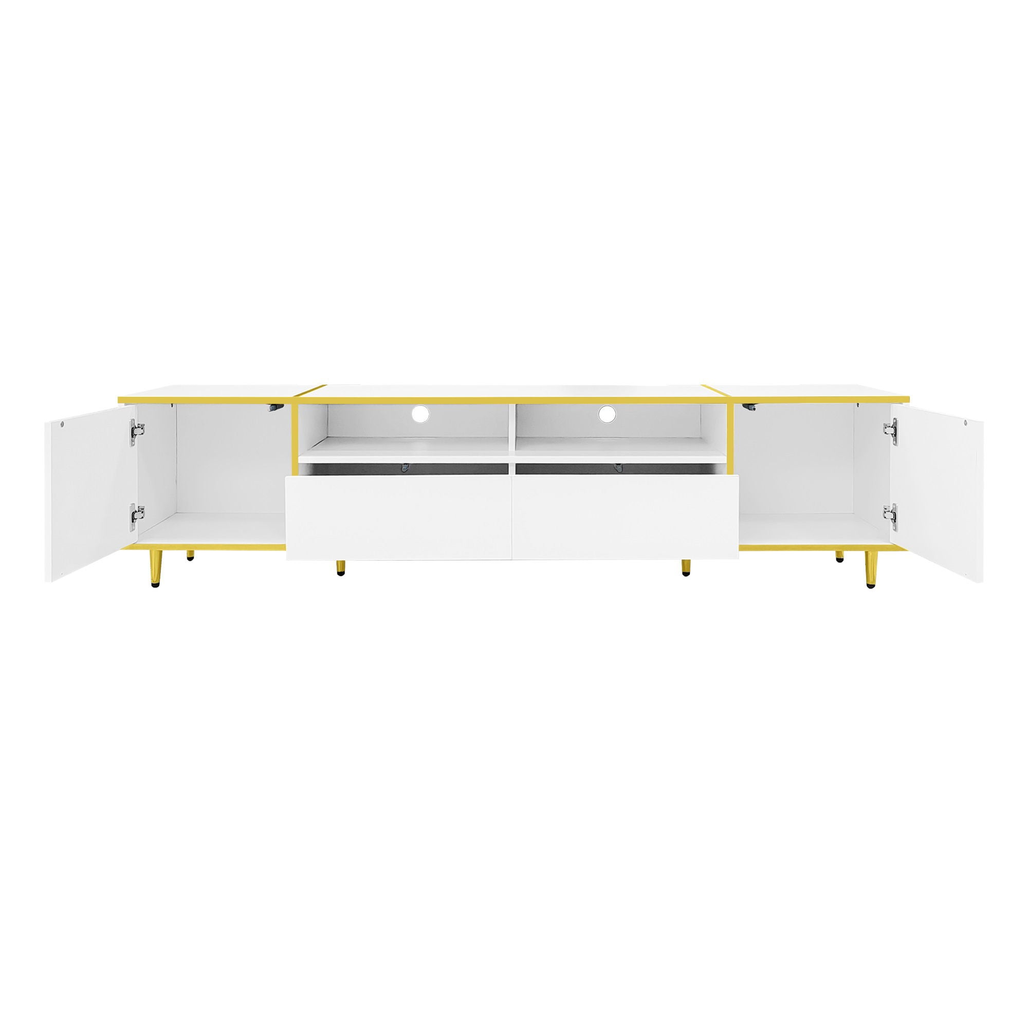 TV Stand For TVs Up To 80", Entertainment Center With 2 Shelves And LED Lights