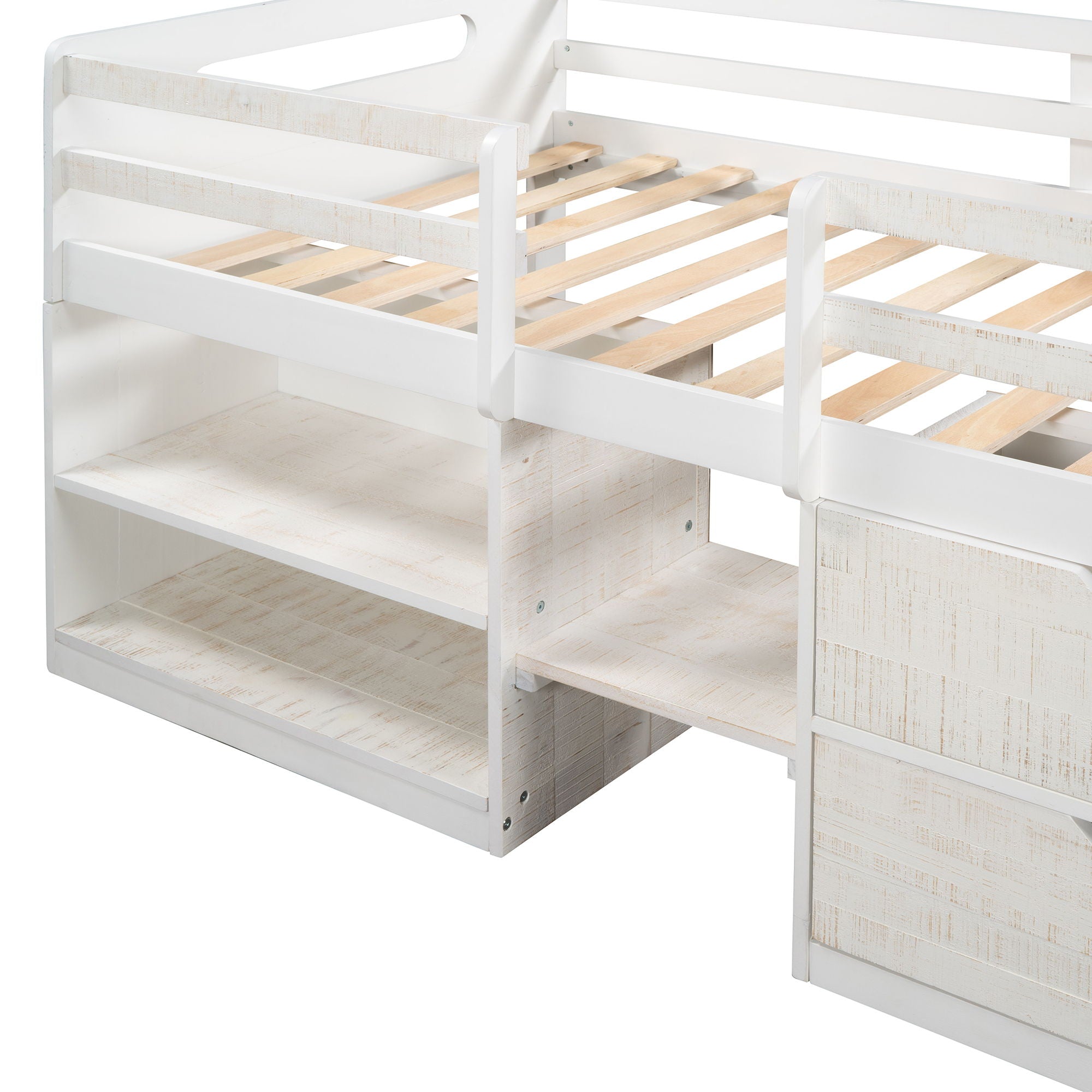 Loft Bed With Two Shelves And Two Drawers