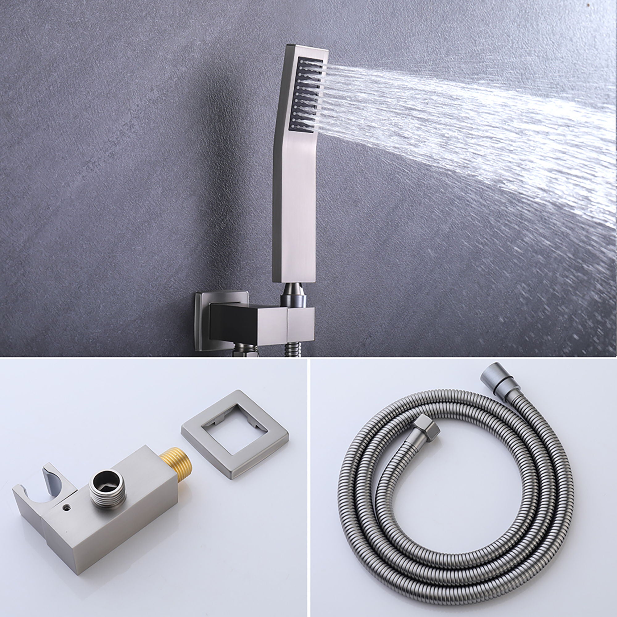 Luxury 12" Ceiling Mount Rainfall Shower System With Brass And Stainless Steel - Brushed Nickel