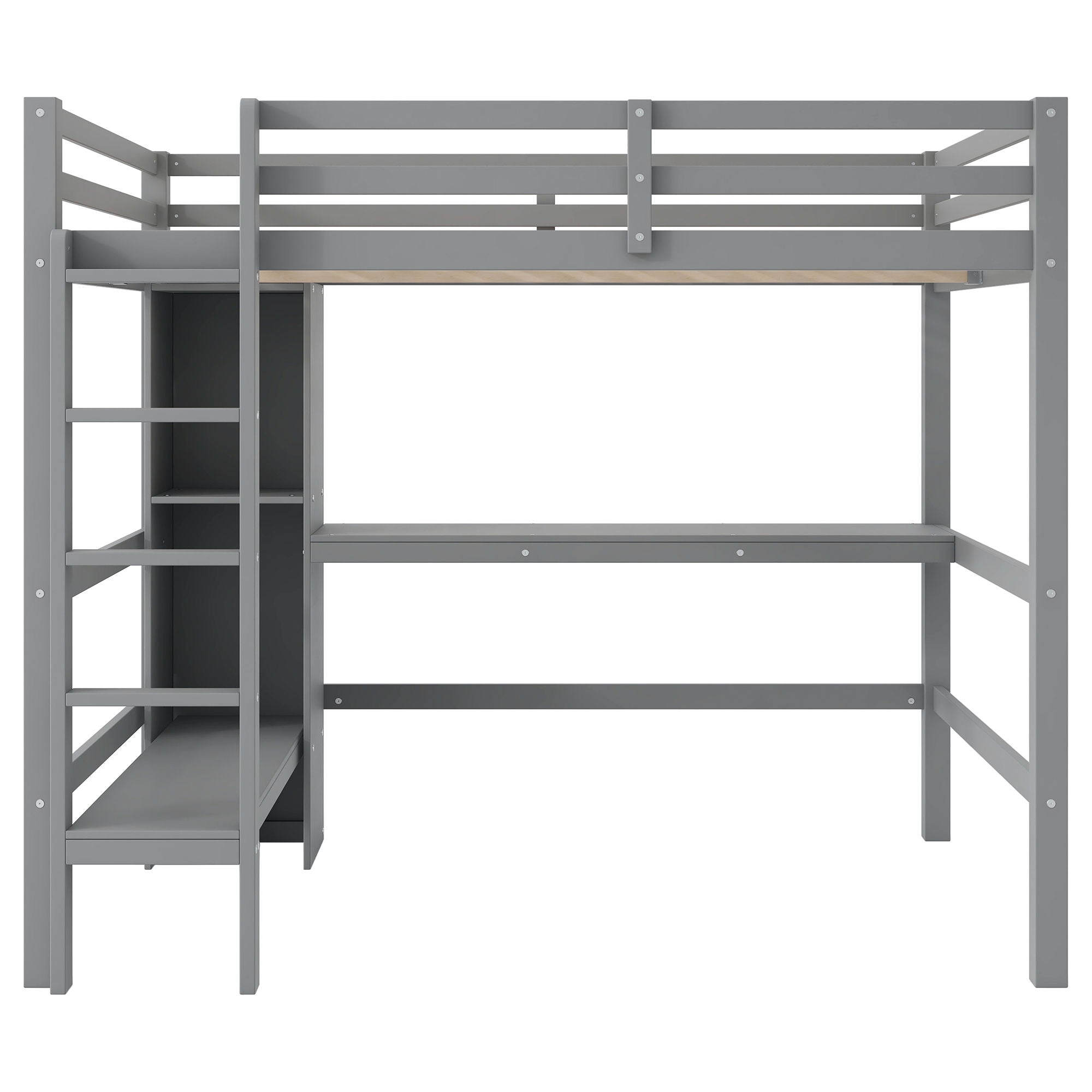 Loft Bed With Built In Desk And Multifunction Shelves