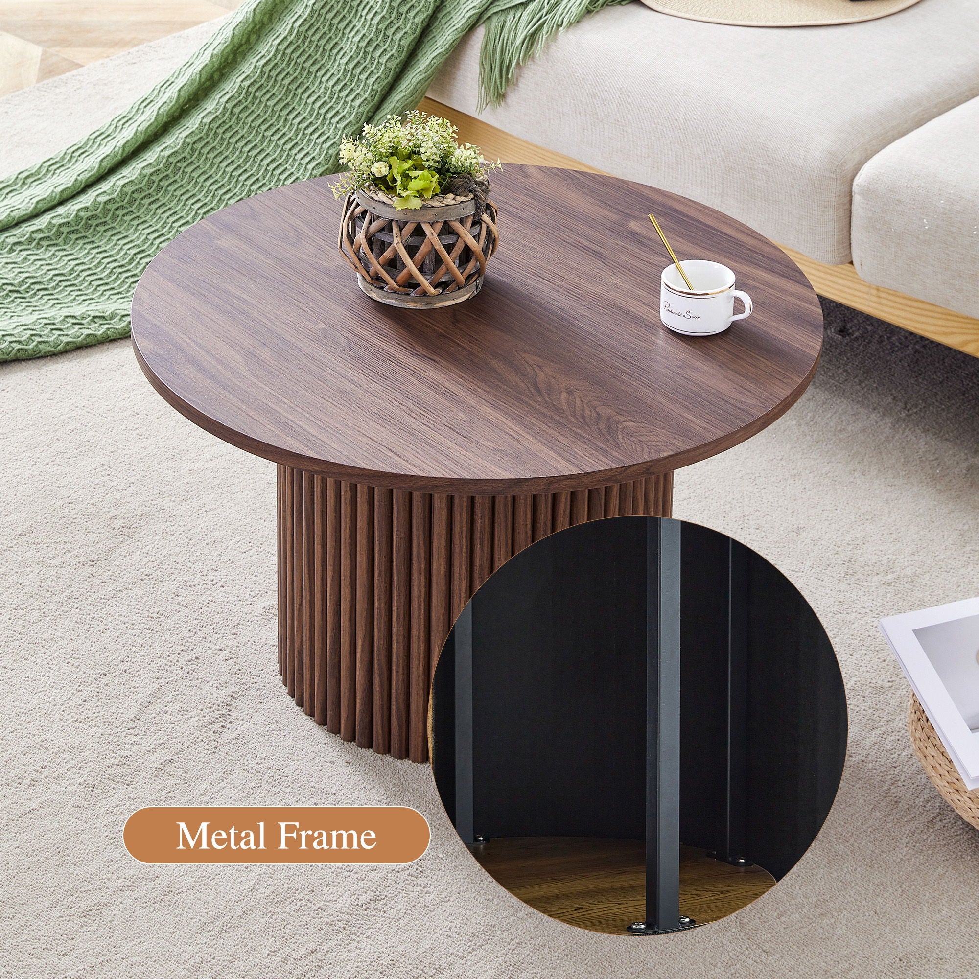 Modern Circular Coffee Table Cylindrical Design