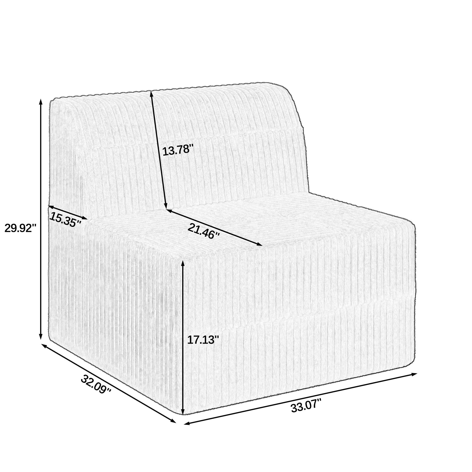 Modern Minimalist L Shape Modular Sectional Sofa, Sleeper Corduroy Couch
