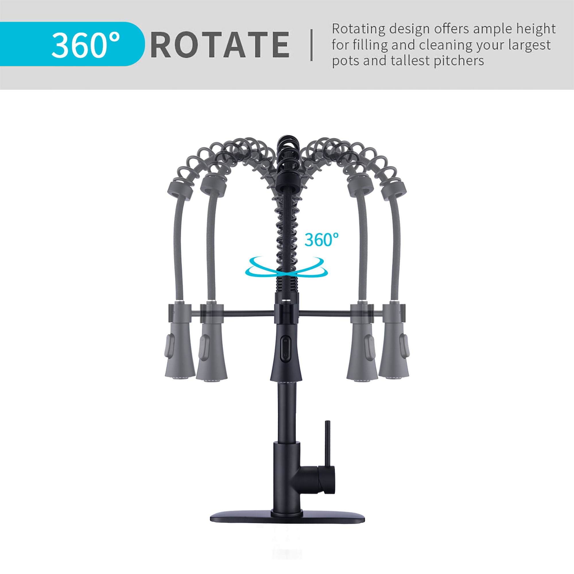 Modern Industrial Style Kitchen Faucet With Pull Down Sprayer Single Handle Stainless Steel - Matte Black