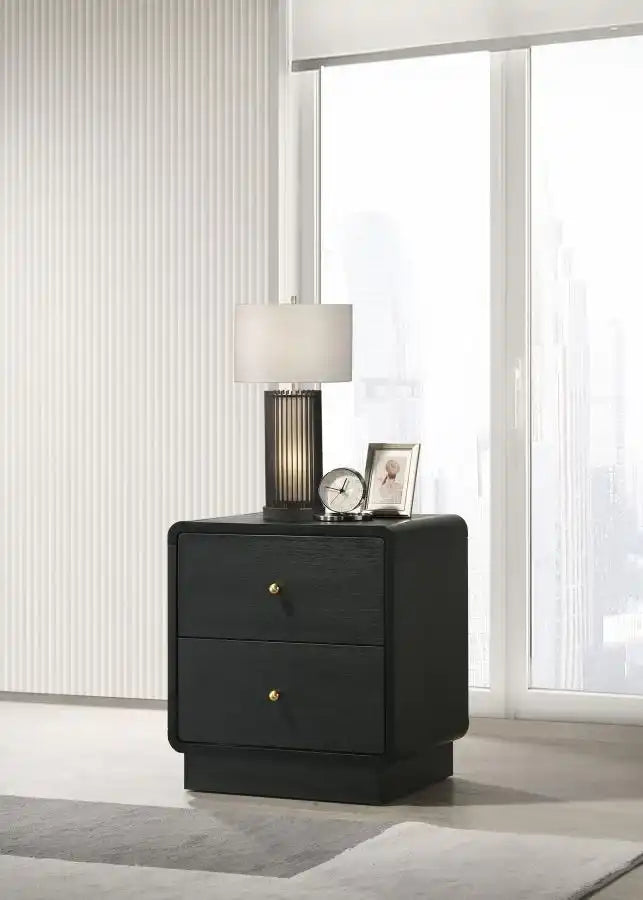 Cavelle - 2-Drawer Nightstand Bedside Table - Black - Best Buy Furniture