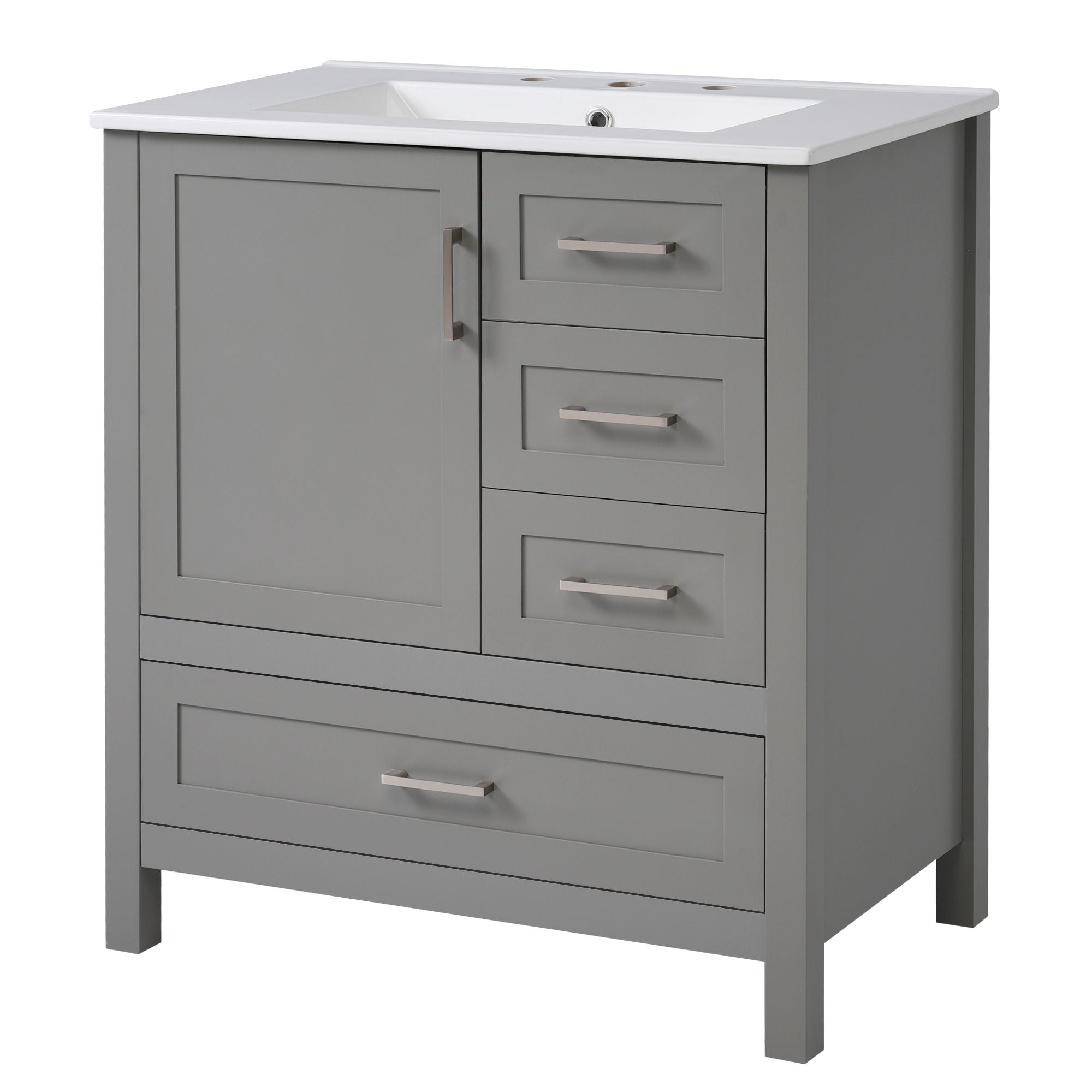 Modern Bathroom Vanity With Ceramic Sink, Solid Frame And Storage Solutions
