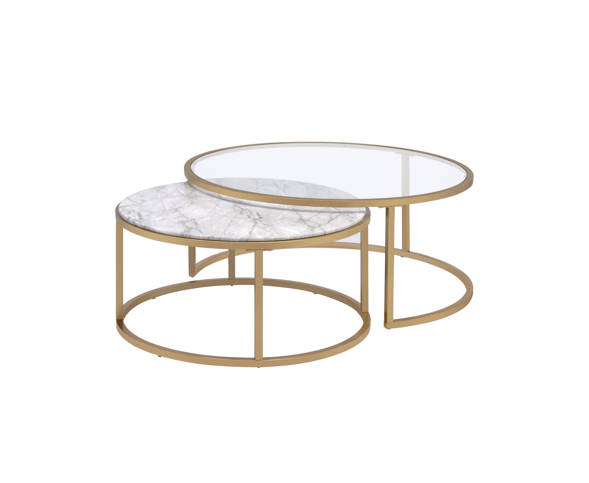 Shanish - Engineered Stone Top Nesting Table Set - Gold - Best Buy Furniture