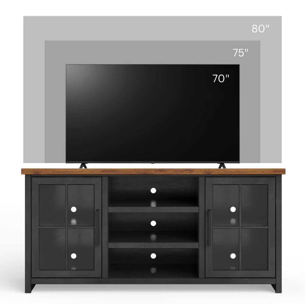 Essex - TV Stand Console For TVs Up To 80" - Black, Whiskey - Best Buy Furniture
