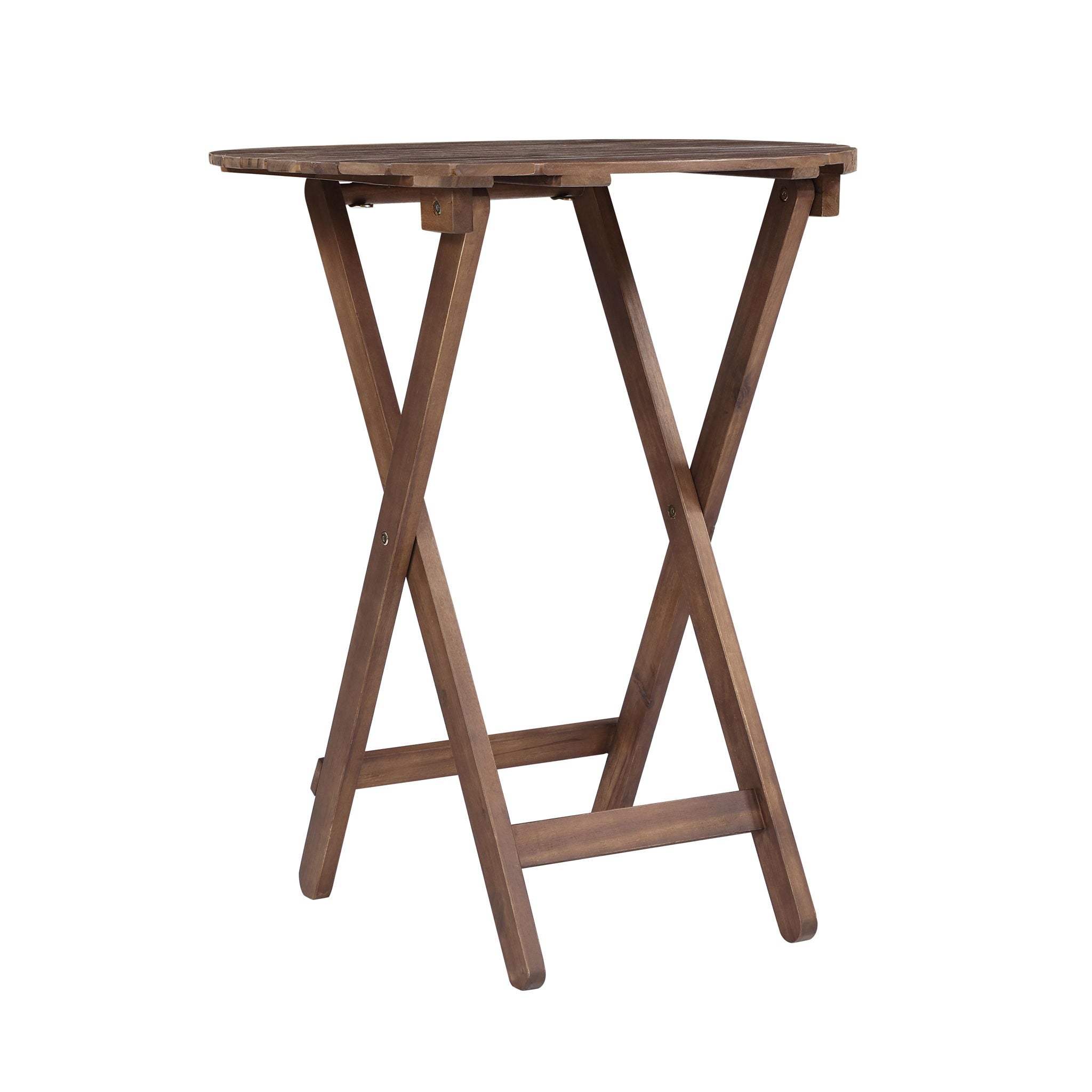 3 Piece Acacia Bistro Set, Folding Patio Furniture With 1 Coffee Table And 2 Foldable Chairs