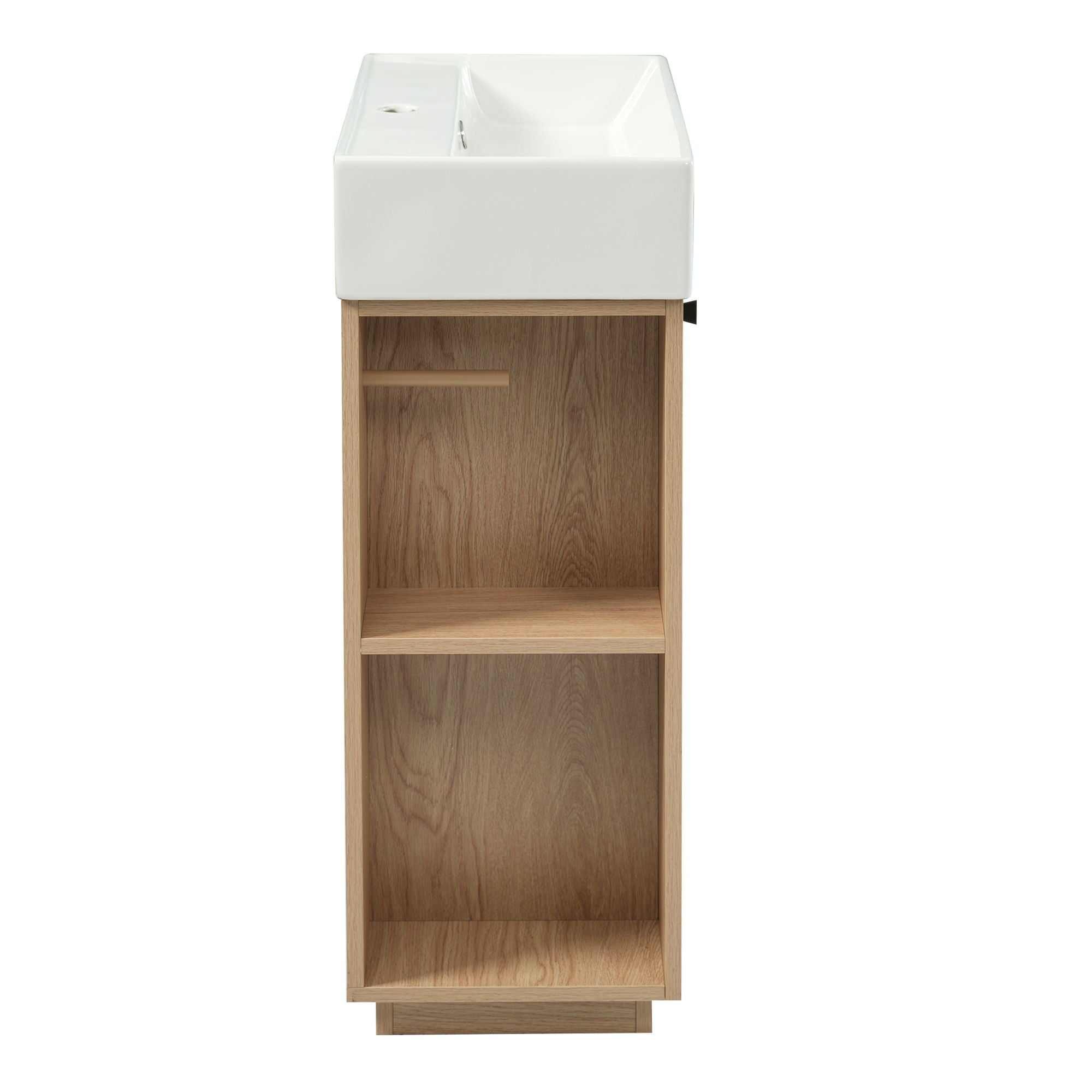 21.6" Bathroom Vanity With Sink And Freestanding Wood Grain Cabinet Featuring Left Door - Wood