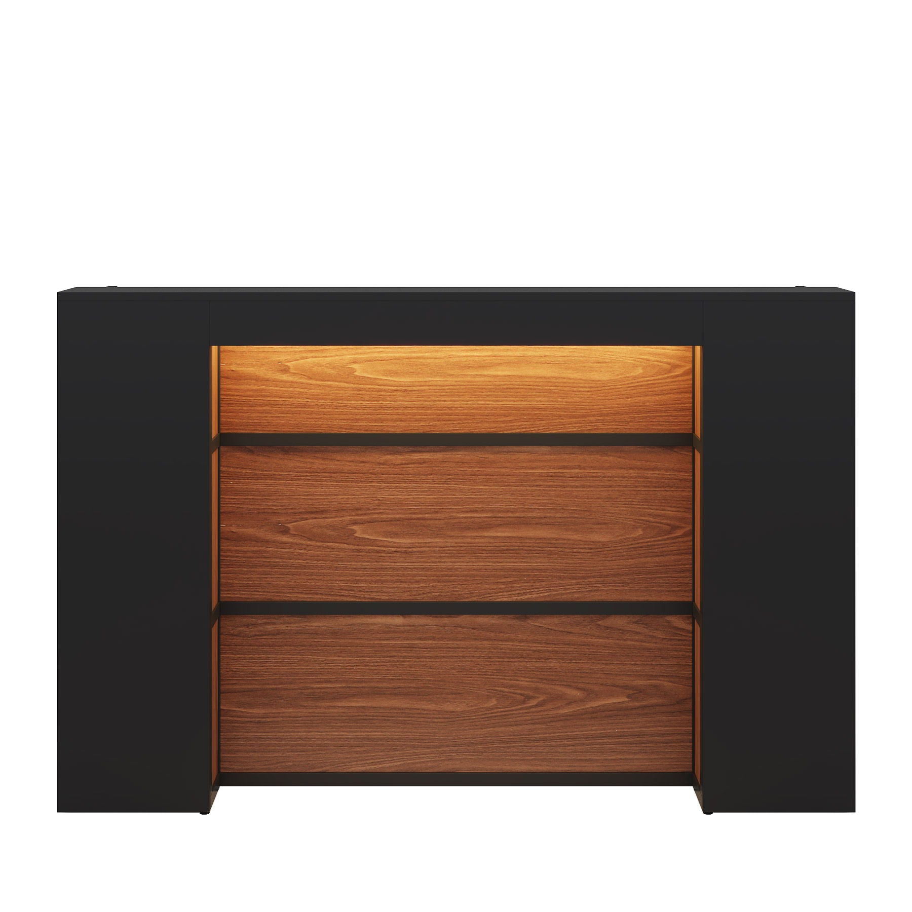 Reception Desk With LED Lights For Office Lobby - Black