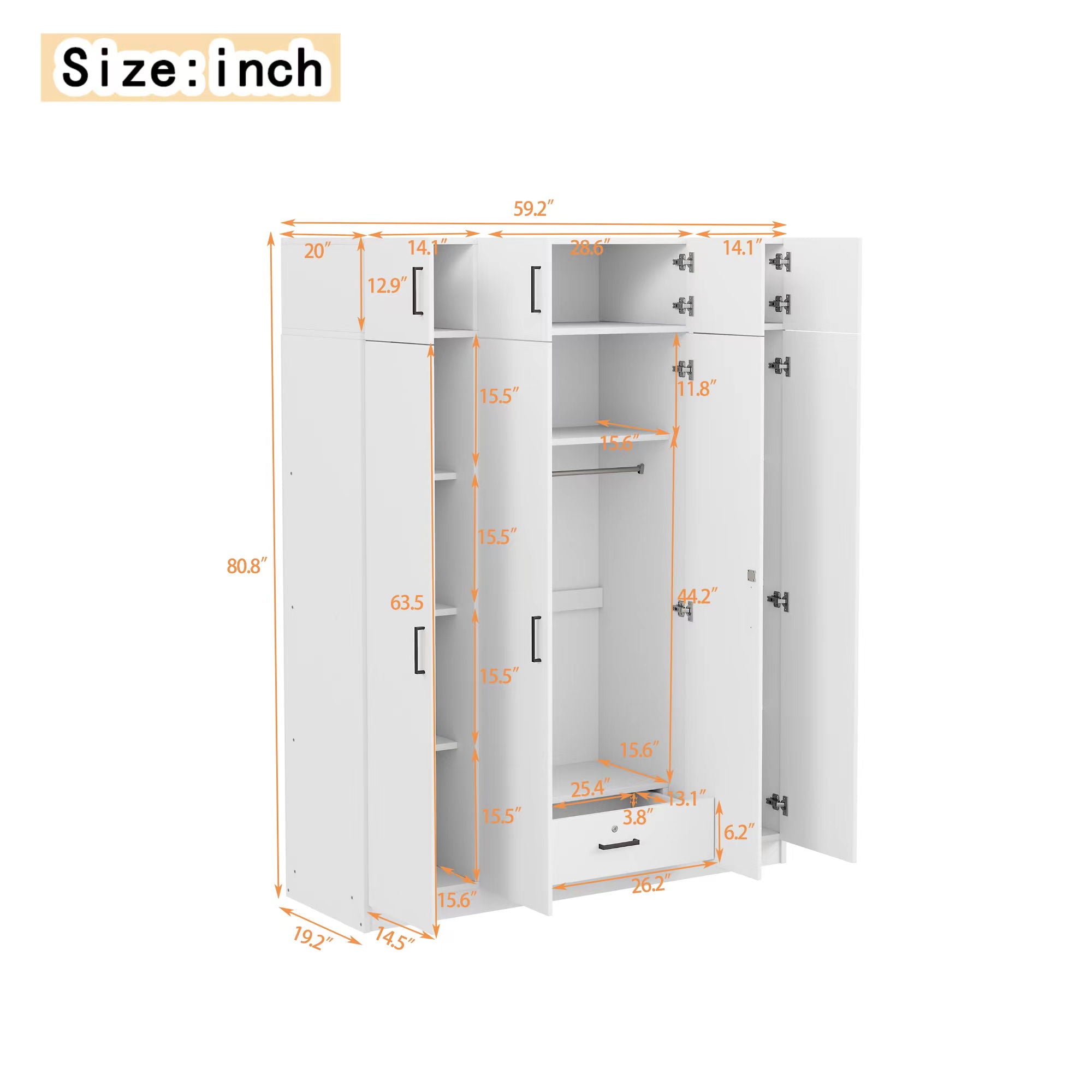 Contemporary 4 Door Wardrobe With 1 Drawer And Top Cabinet
