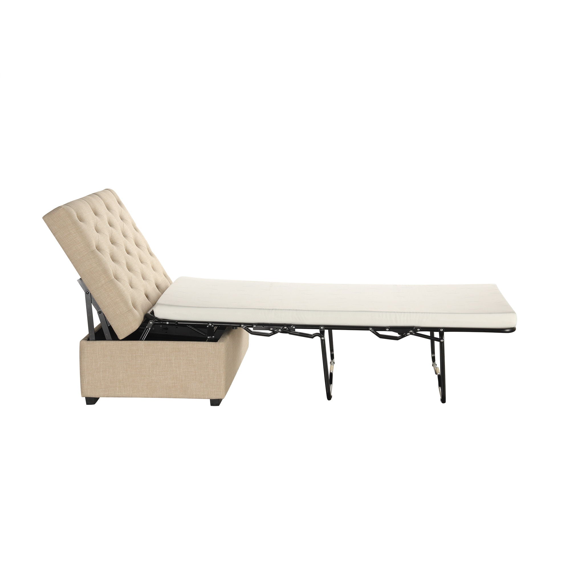 Convertible Folding Sofa Bed Ottoman With Memory Mattress And Tufted Design