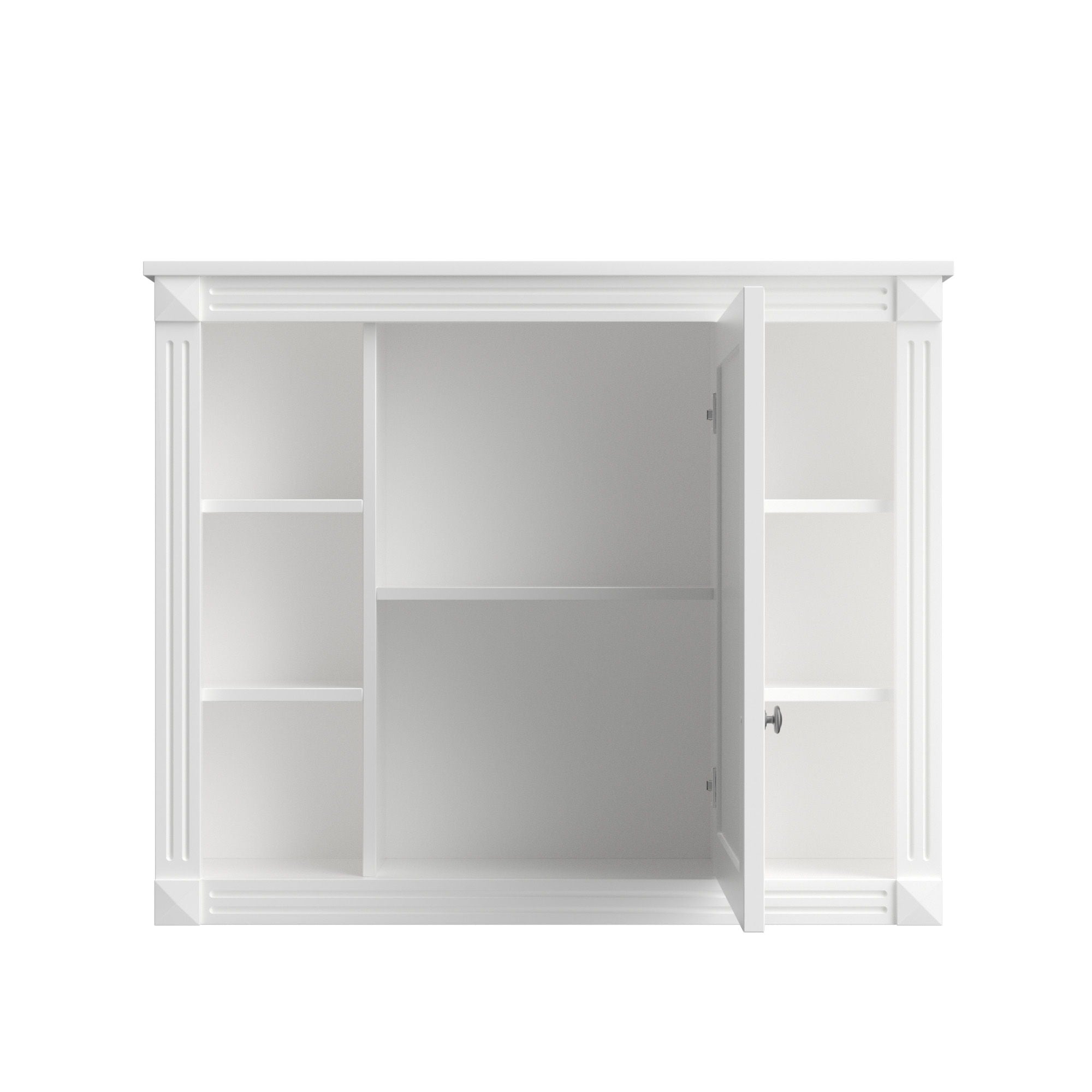 Wall Mounted Bathroom Storage Cabinet With Mirror, 6 Open Shelves