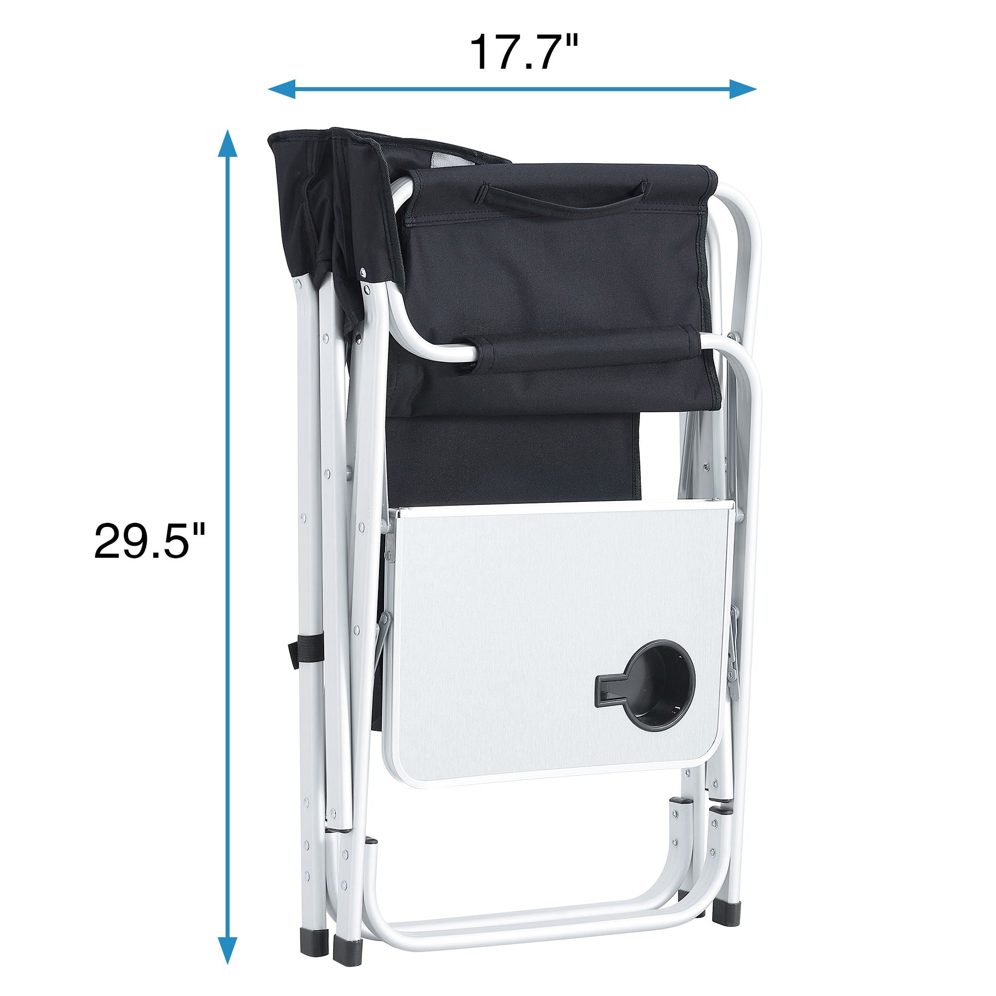 Padded Folding Outdoor Chair With Side Table And Storage Pockets, Lightweight Oversized Directors Chair For Indoor, Outdoor Camping, Picnics And Fishing