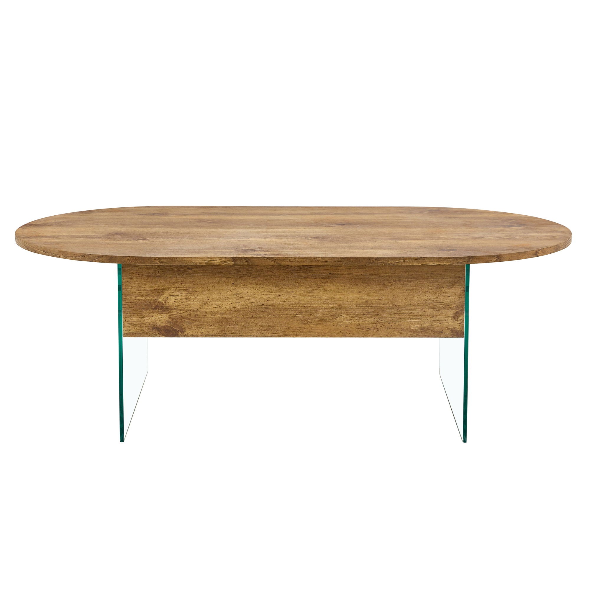 Elegant Coffee Table With Double Drawers And Transparent Glass Sides - Wood