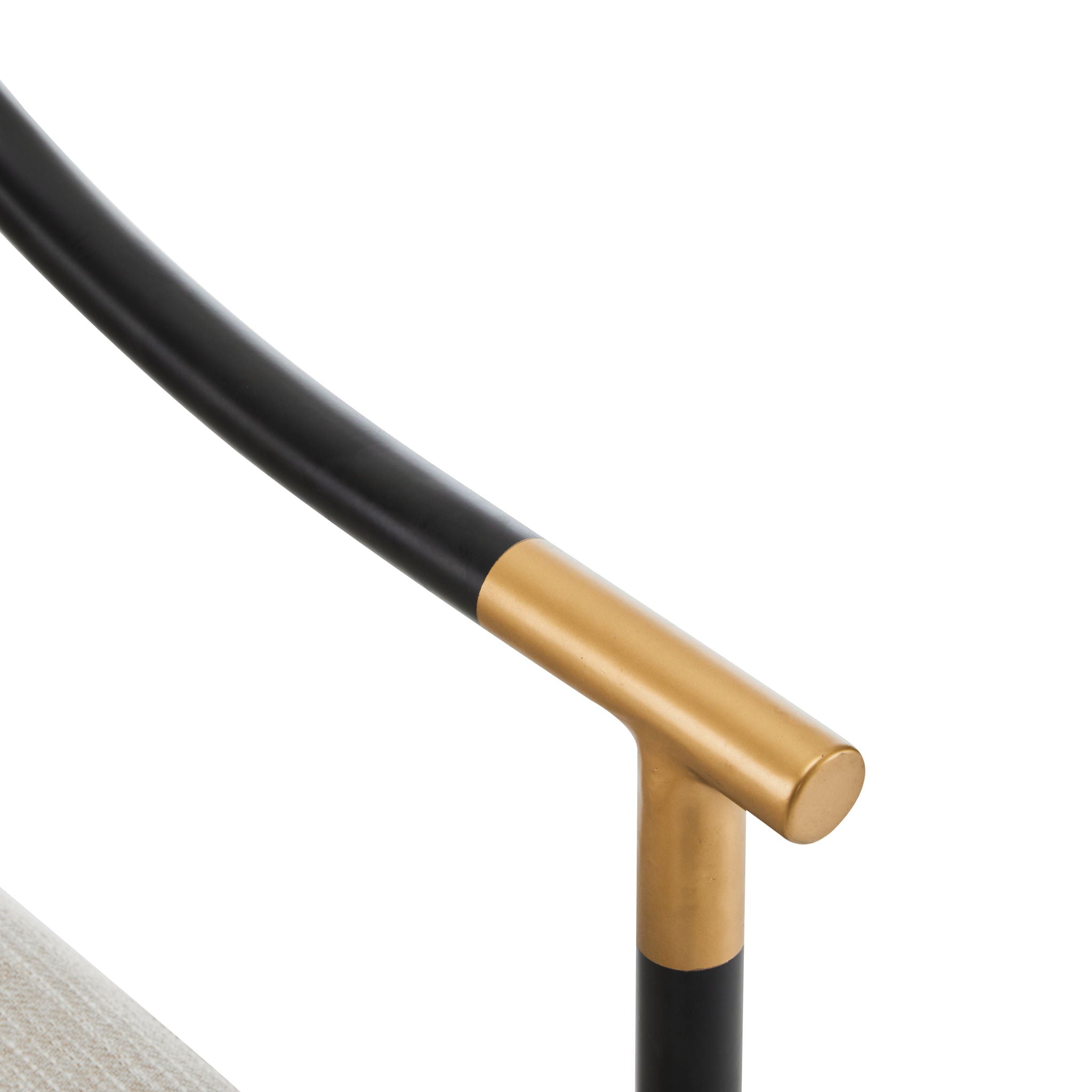 Modern Upholstered Dining Chair With Sleek And Design Fabric And Metal (Set of 2) - Beige / Black