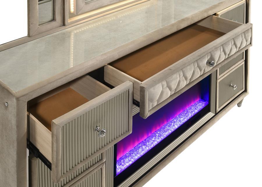 Lorient - 8-Drawer LED Bedroom Flame Box Dresser
