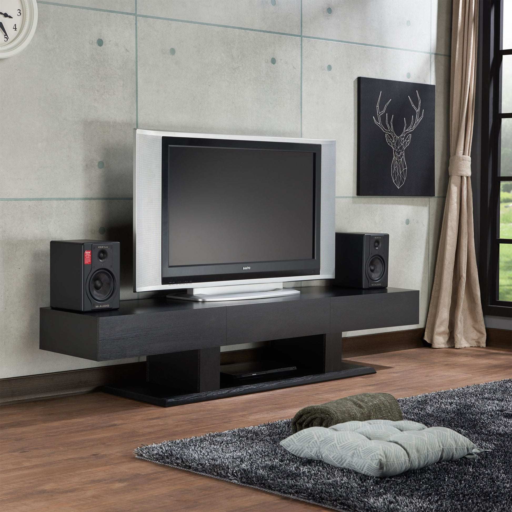 Follian - TV Stand - Black - Best Buy Furniture