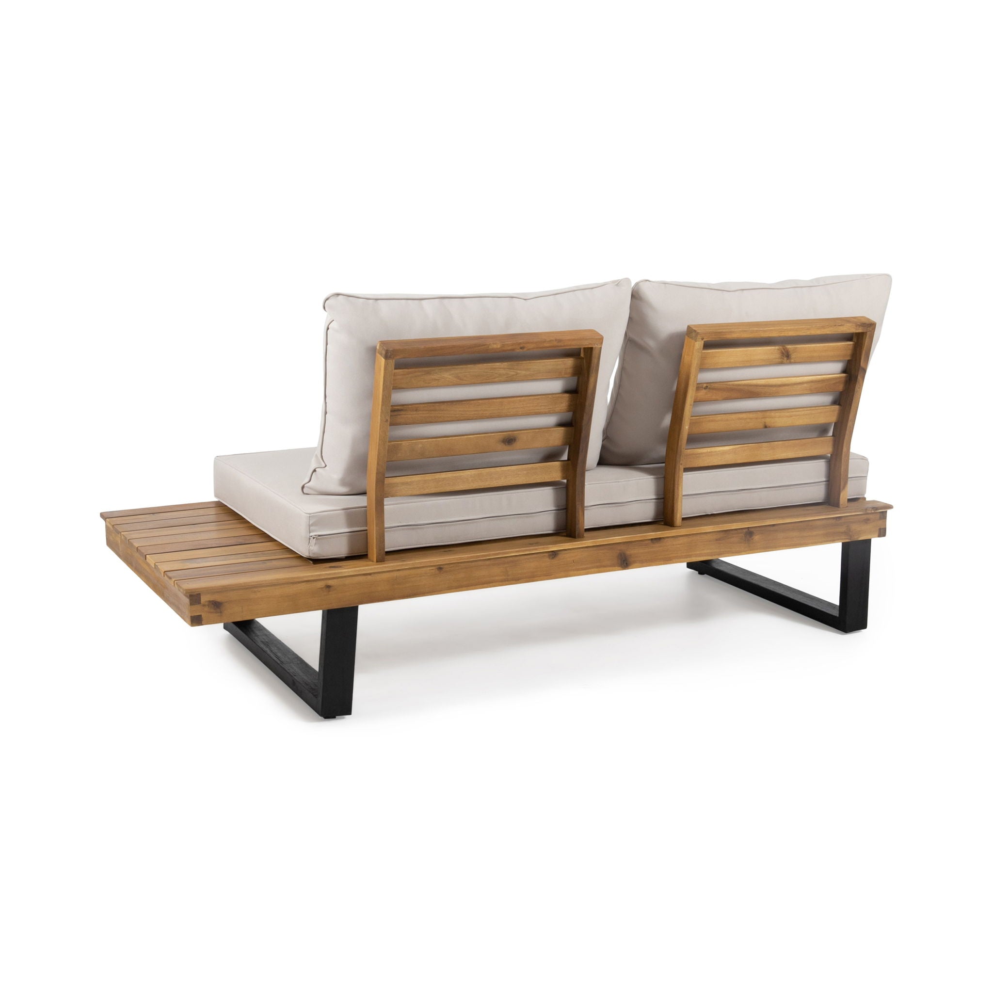 Sebastian - Hand Crafted 4 Piece Sofa Set With Water Resistant Cushions - Beige / Teak - Best Buy Furniture