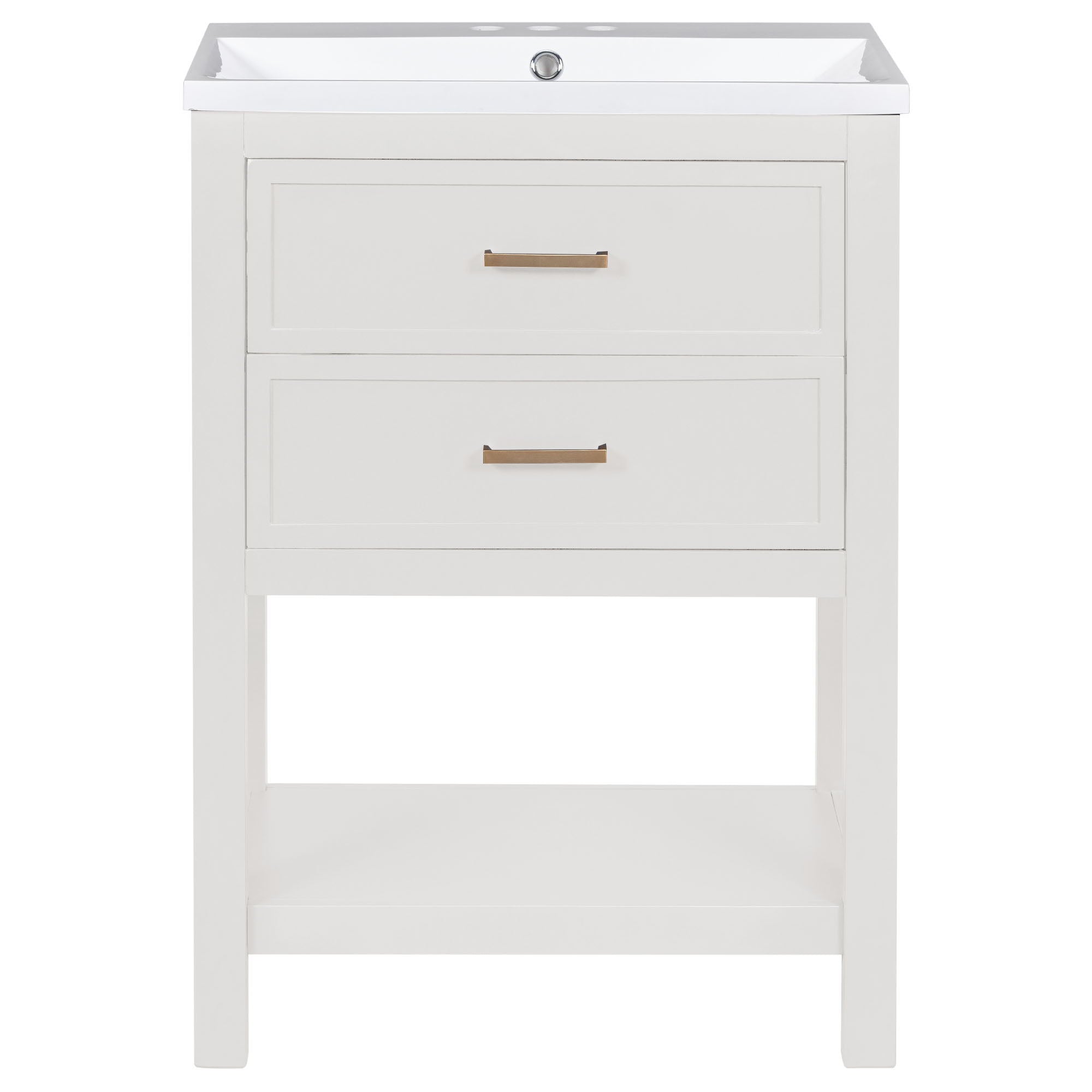 Bathroom Vanity With Top Sink, Modern Bathroom Storage Cabinet With 2 Drawers, Single Sink Bathroom Vanity