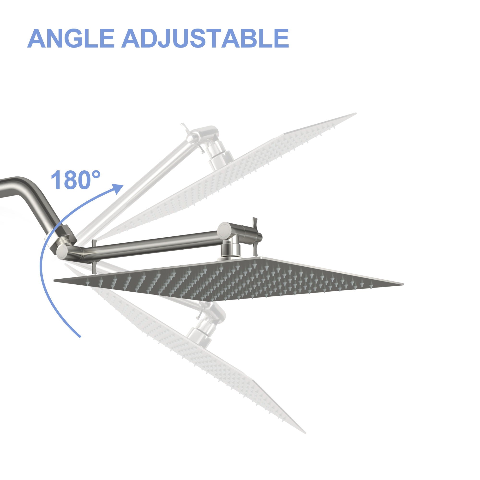 Luxury Rain Shower Head With Adjustable Arm, 10" Square, Stainless Steel - Brushed Nickel - Best Buy Furniture