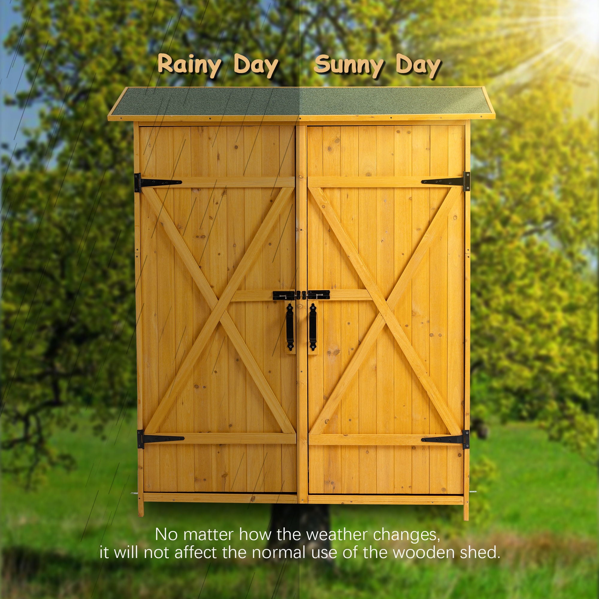 Outdoor Storage Shed With Lockable Door, Tool Storage Shed, Detachable Shelves & Pitch Roof - Best Buy Furniture