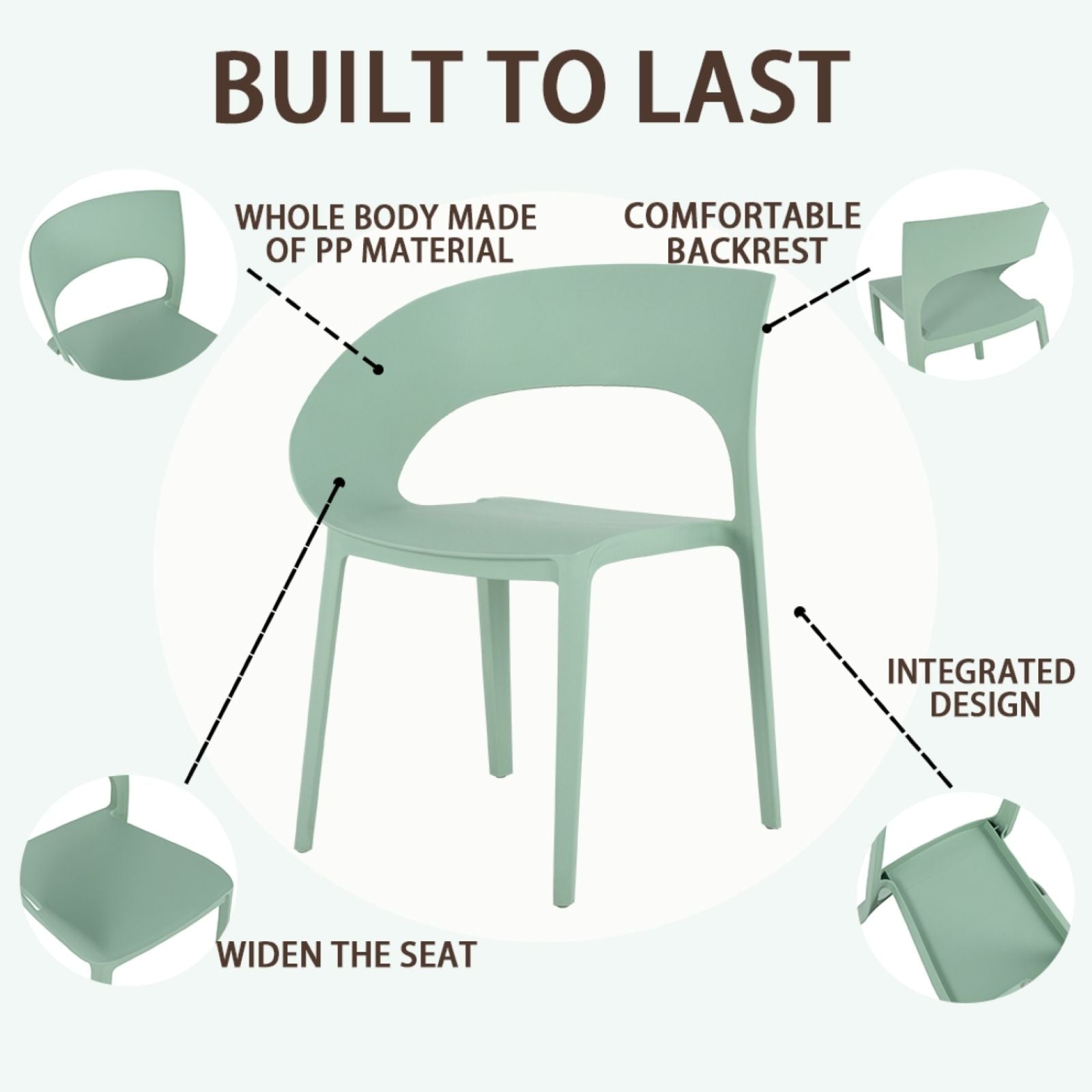 4 Piece Set Of Modern Designed Single Chairs With Folding Square Table
