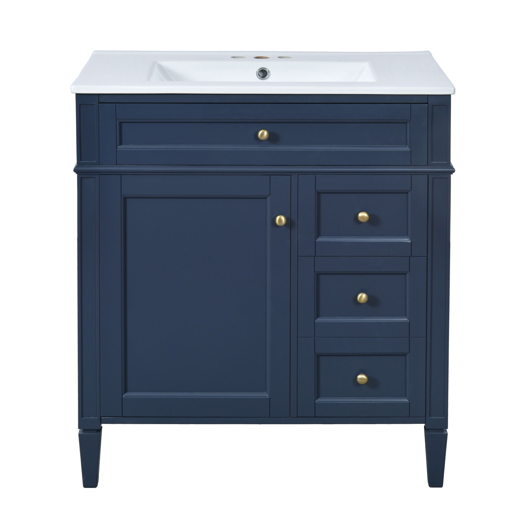 Bathroom Vanity With Top Sink, 2 Drawers & Tip Out Drawer