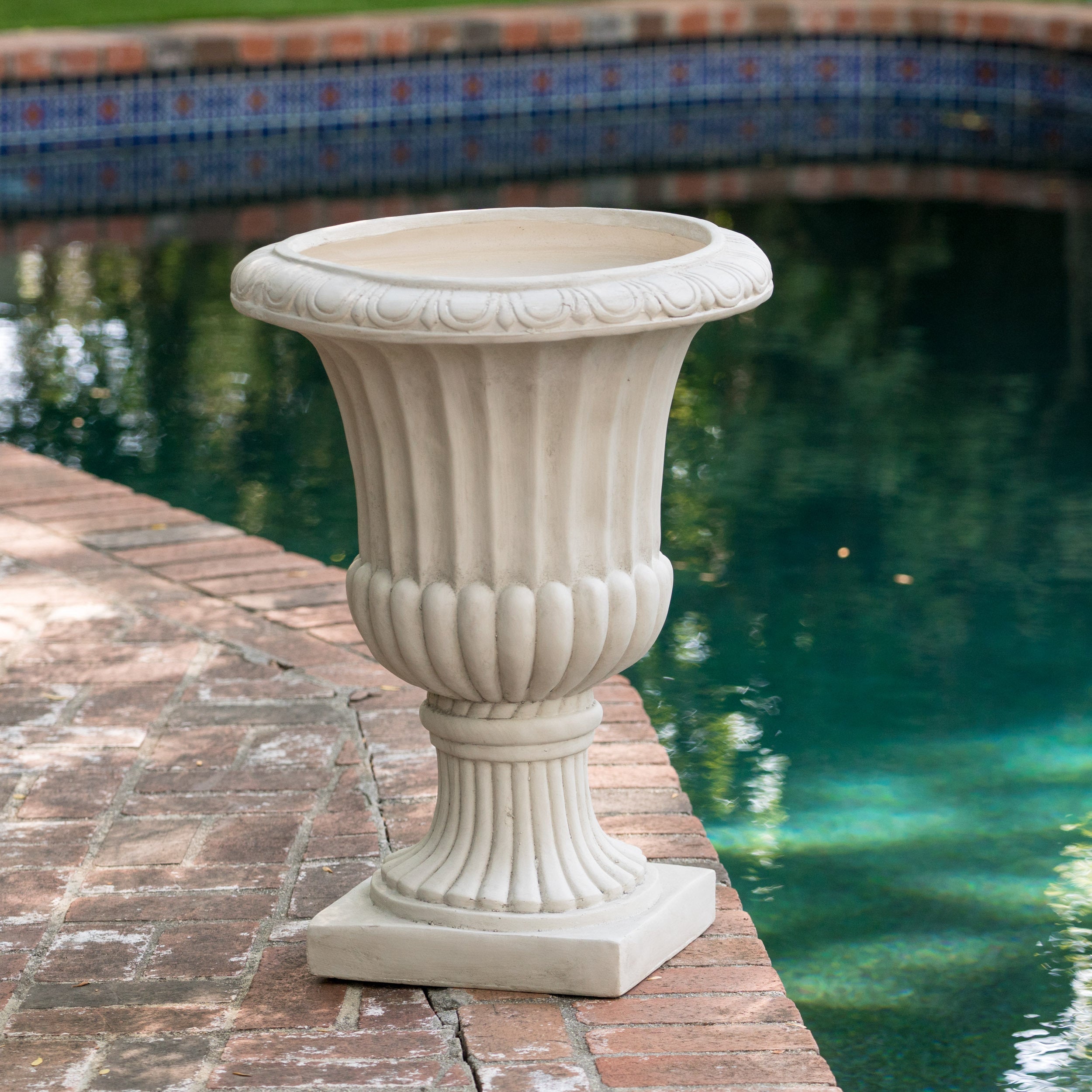 26.5' H Classic Antique White Italian MGO Urn Planter