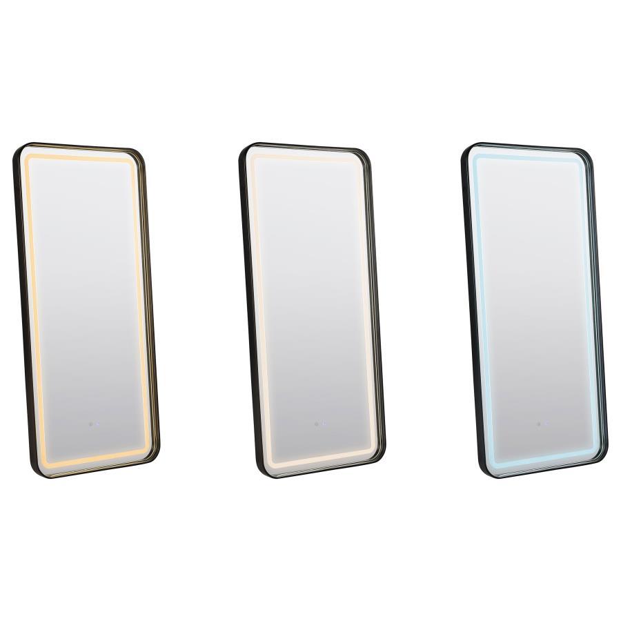 Glendora - Led Standing Mirror With Bluetooth Speaker - Black