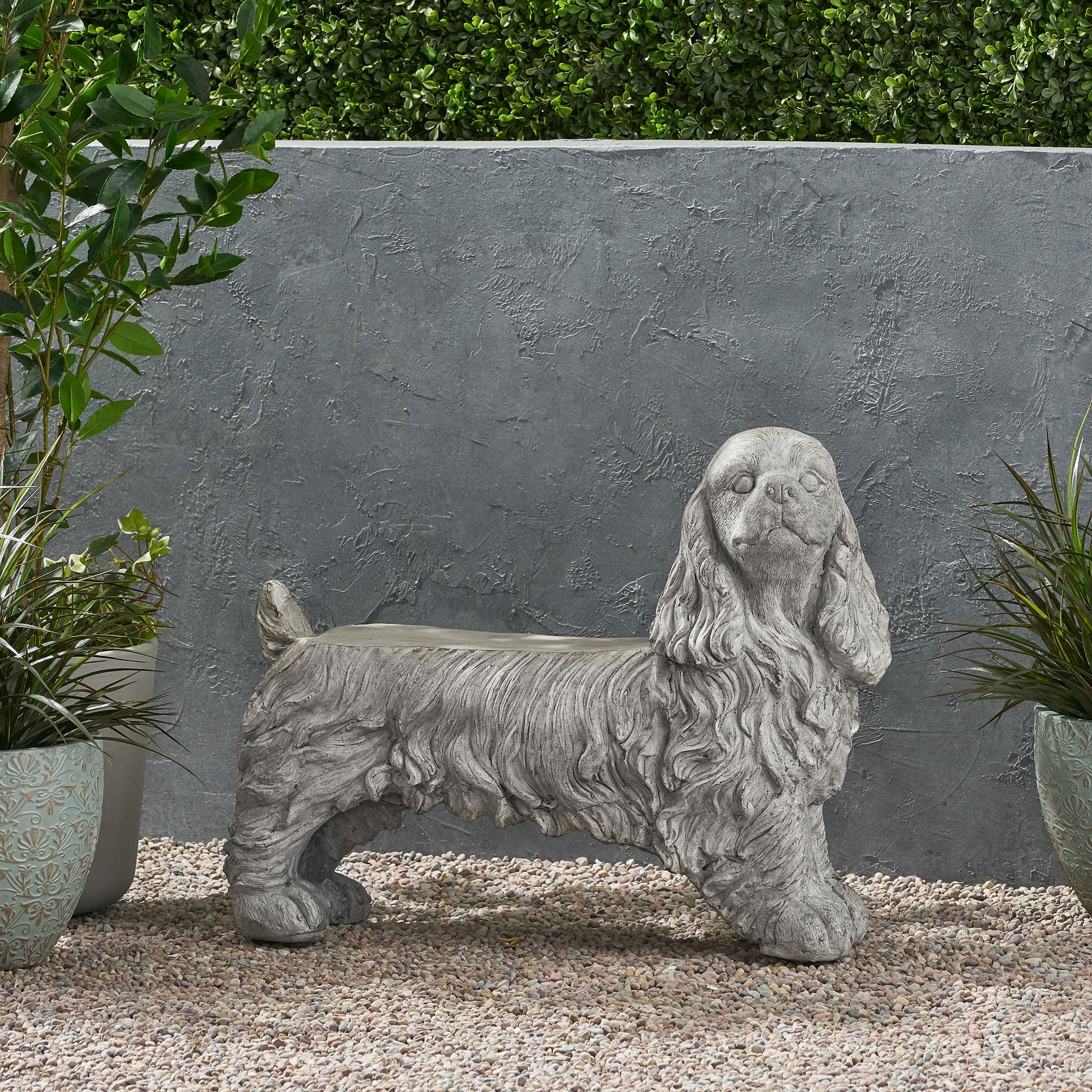 Cocker spaniel outdoor bench