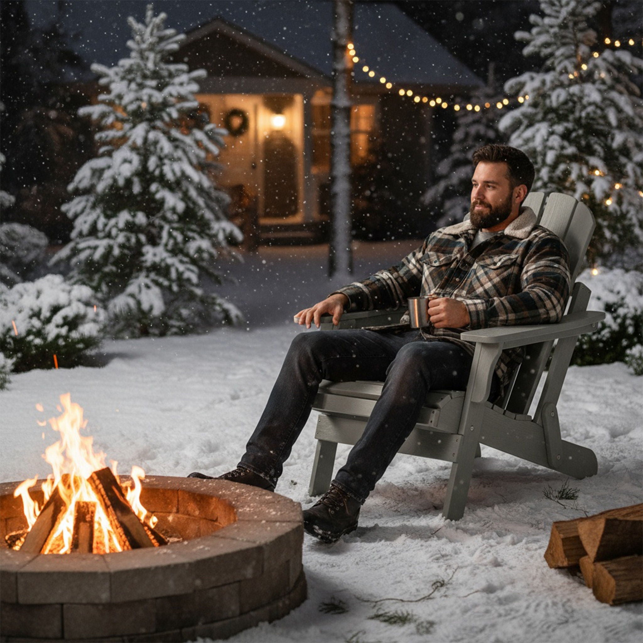 Oversize Outdoor Folding Adirondack Chair - Gray