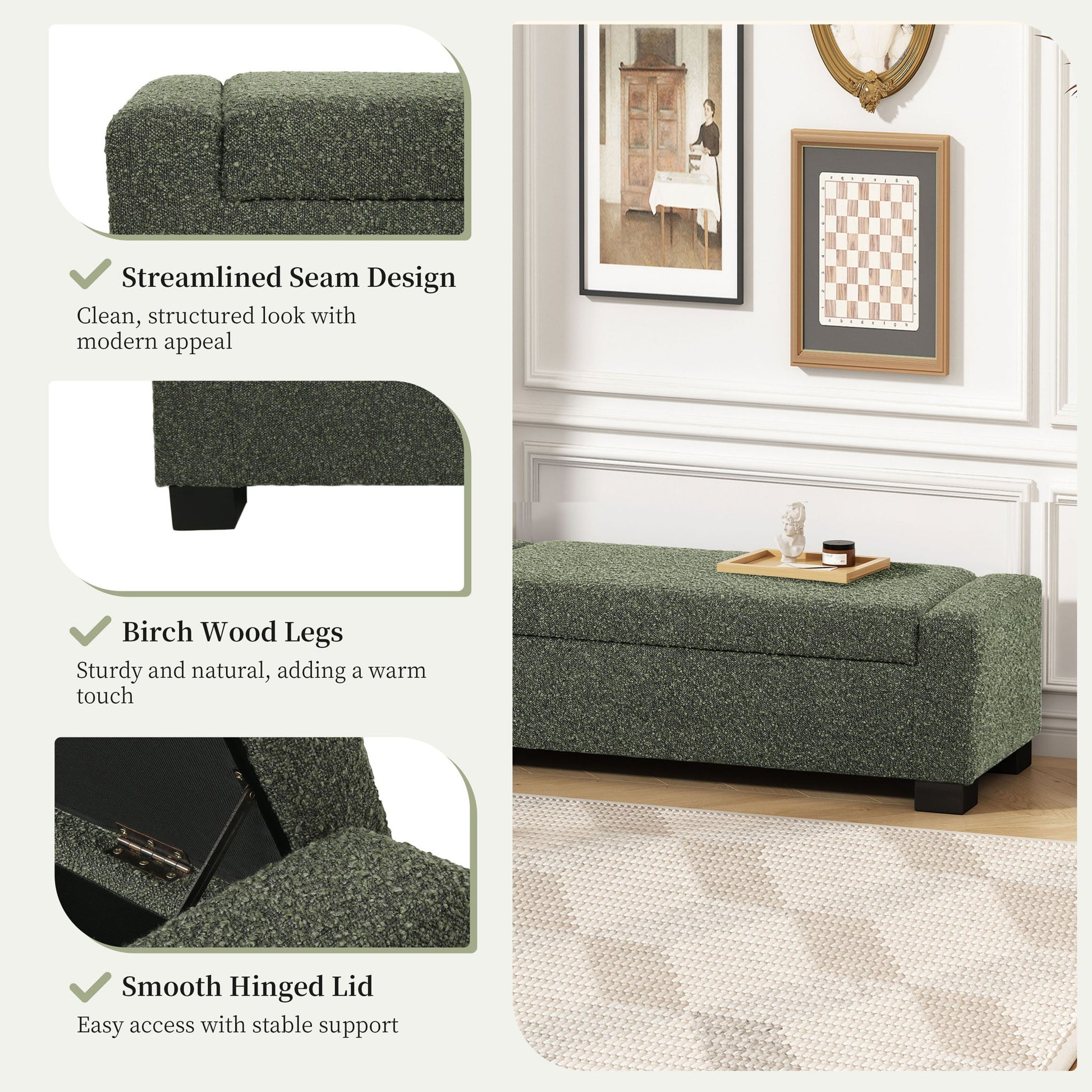 Textured Fabric Ottoman Bench With Hinged Lid - Best Buy Furniture