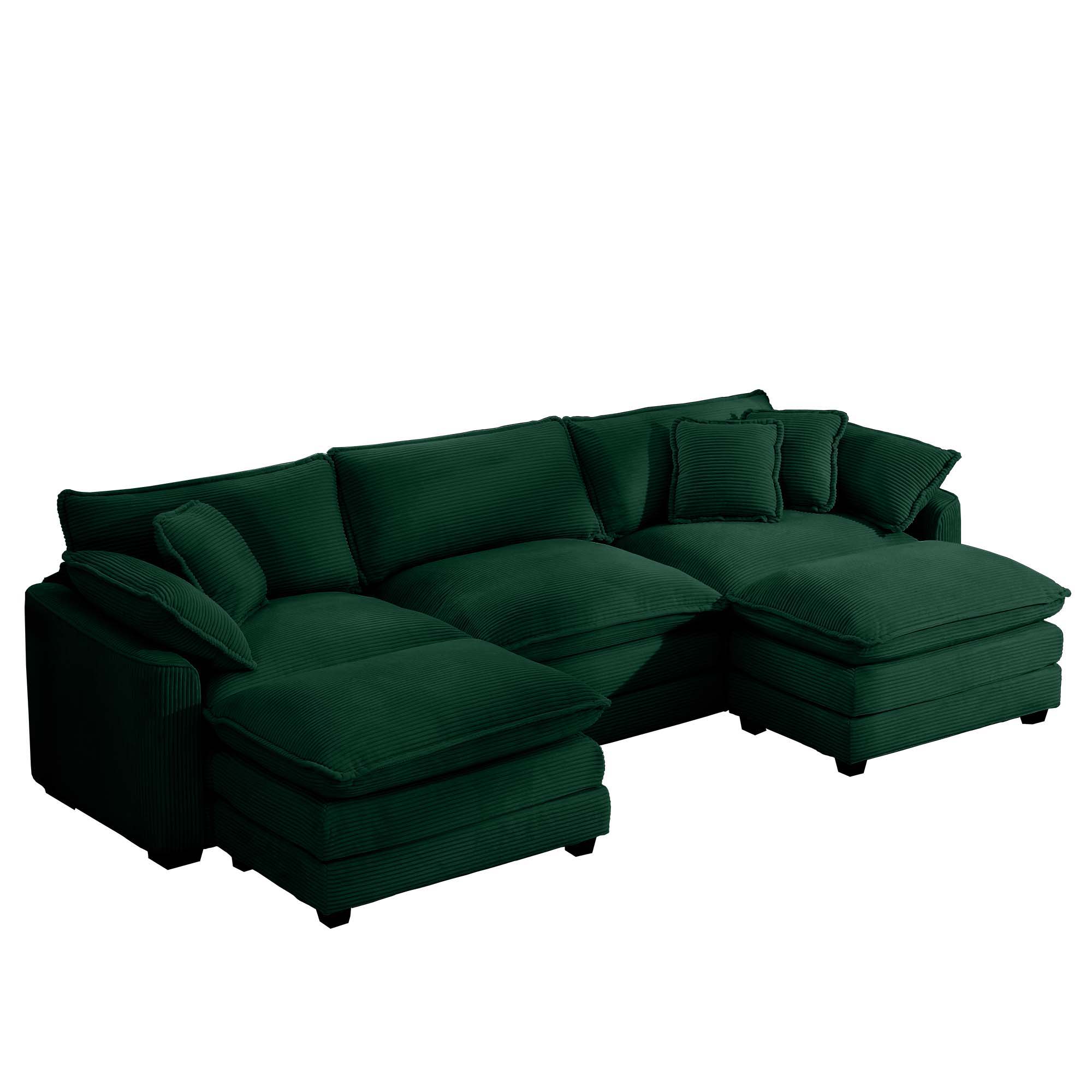 Modern Oversized Modular Cushion Sofa With Ottoman, Low Back, Deep Seating Sofa Set