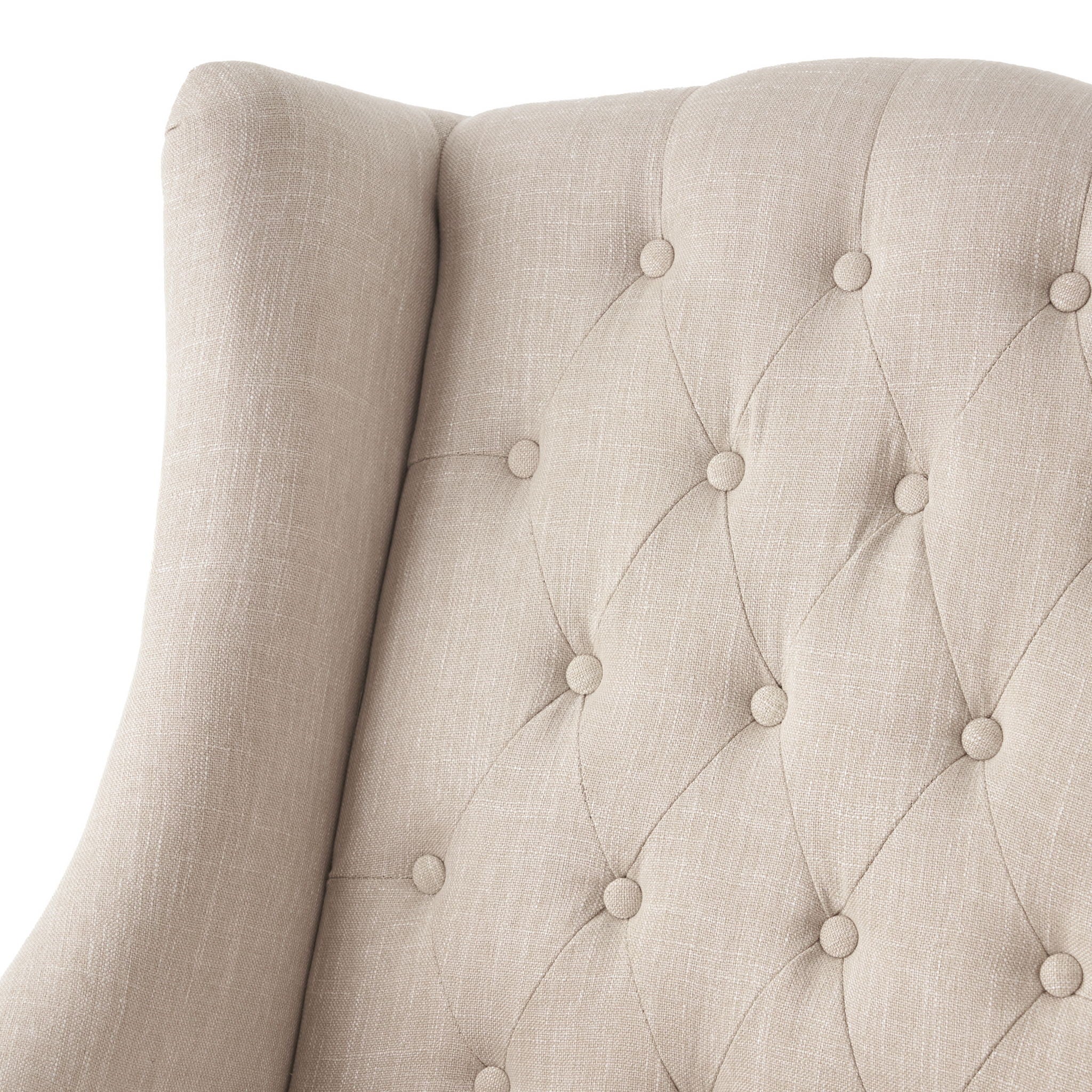 Contemporary Hi Back Club Chair With Wingback Design - Light Beige
