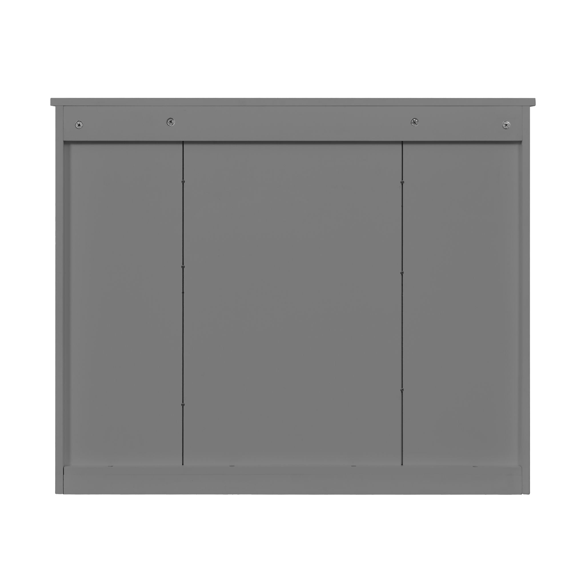 Wall Mounted Bathroom Cabinet With Mirror And 4 Shelves, Rectangular Design - Gray
