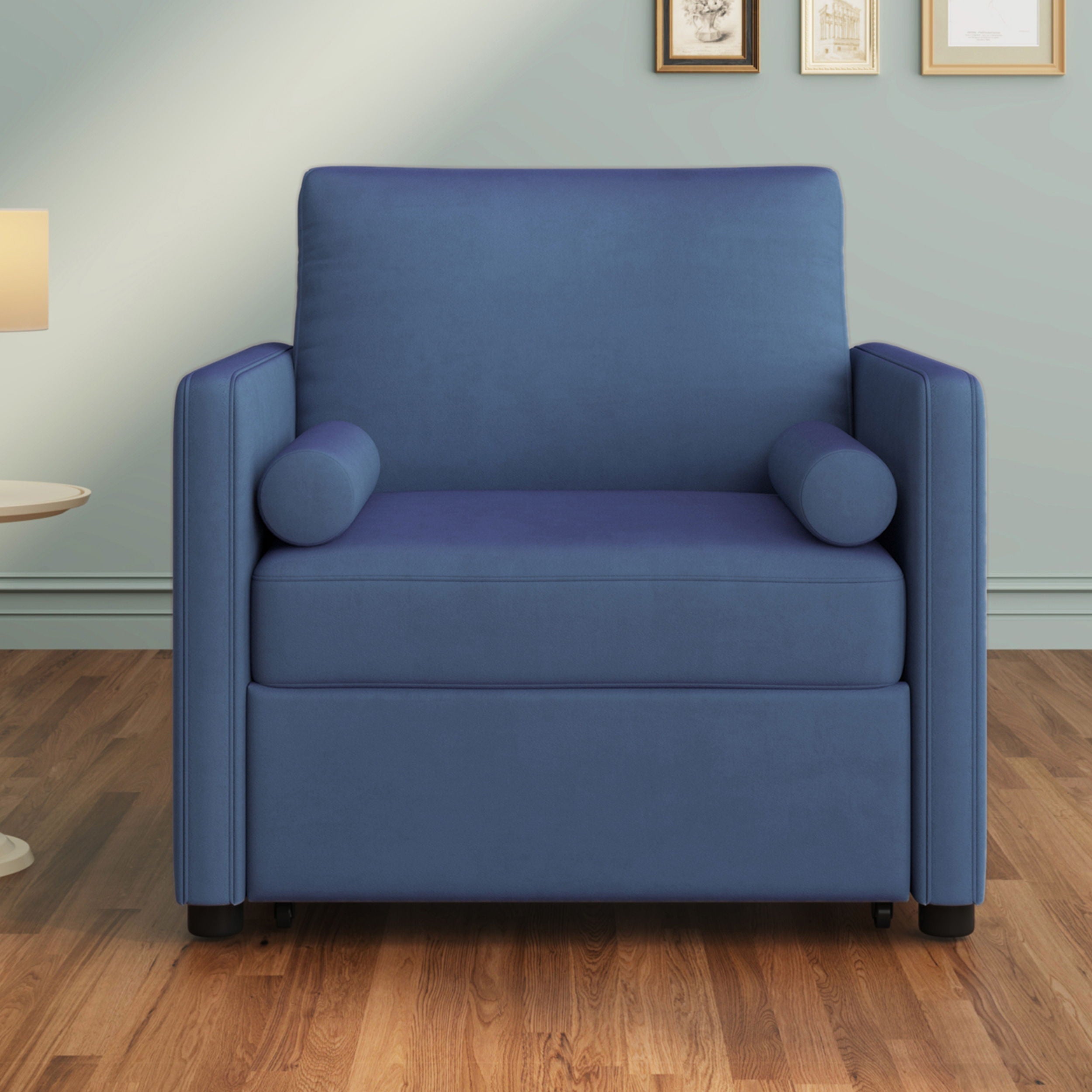 3 In 1 Convertible Sleeper Chair With Adjustable Backrest, Lounger Chair Turns Into Bed